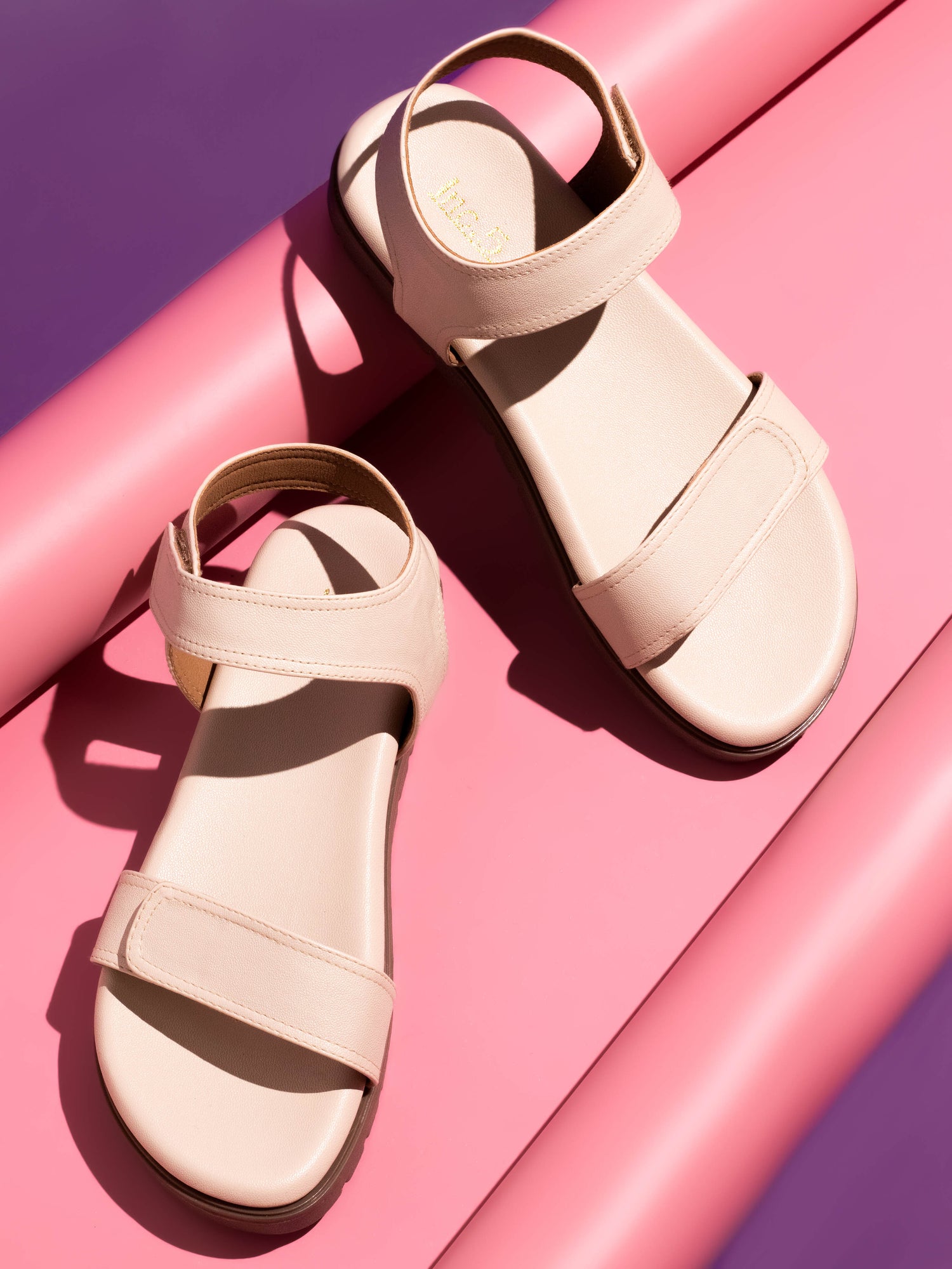 Women Cream Solid Comfort Sandals