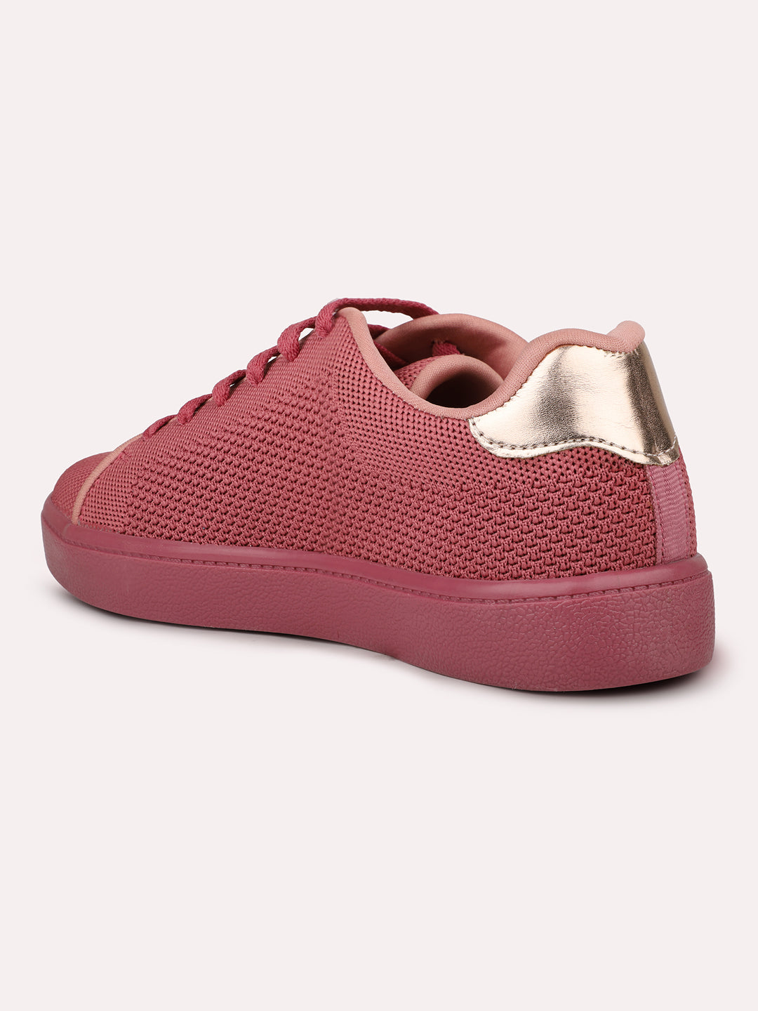 Women Peach Woven Design Sneakers