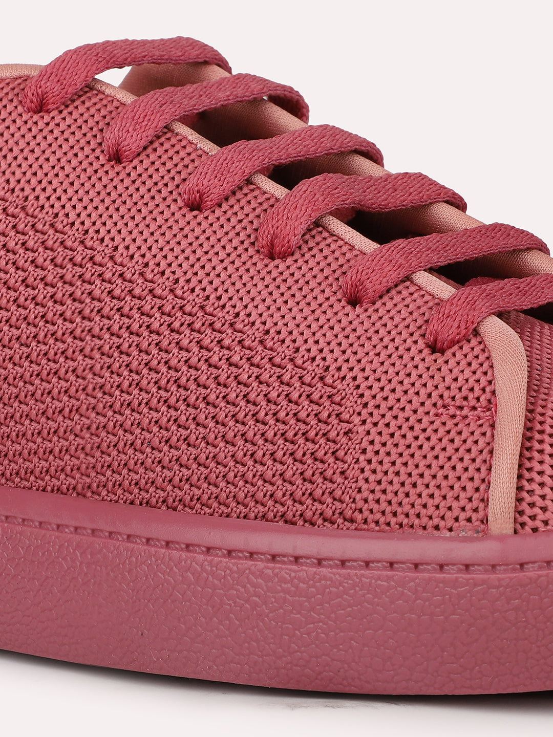 Women Peach Woven Design Sneakers