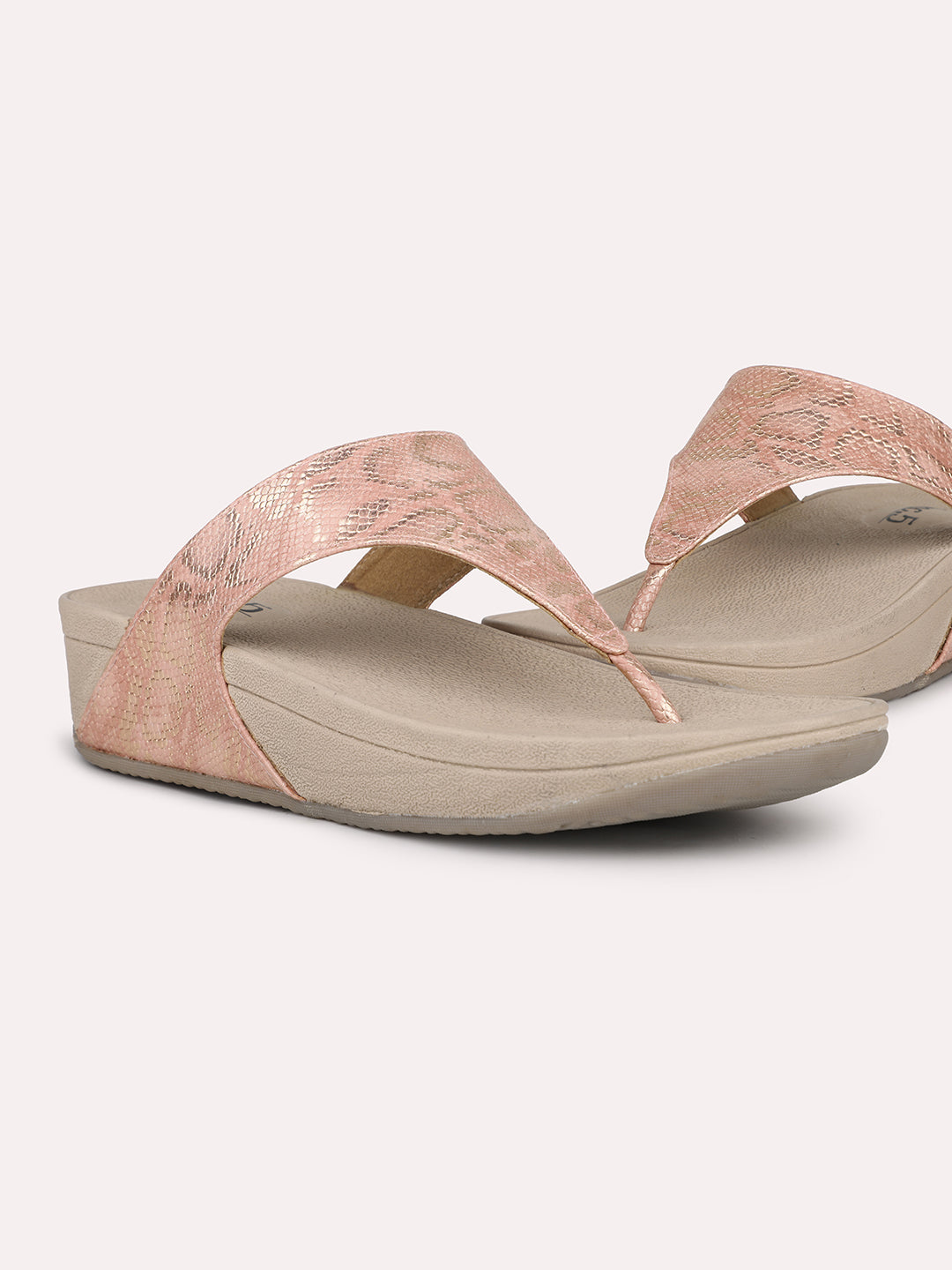 Women Rose Gold Textured Comfort Heels