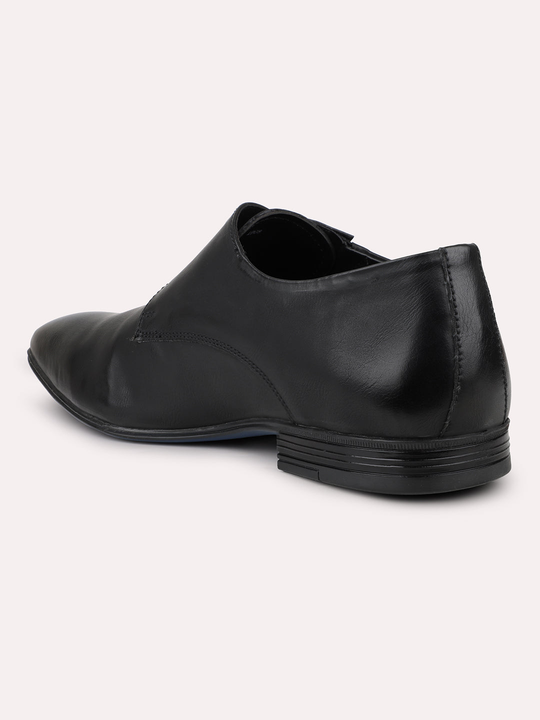 Men Black Leather Formal Monk Shoes