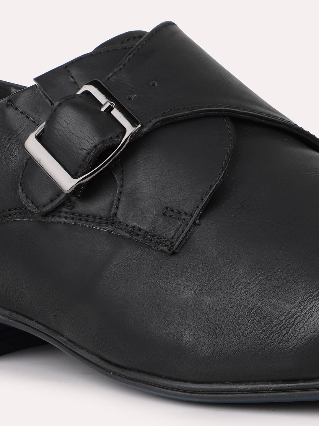 Men Black Leather Formal Monk Shoes