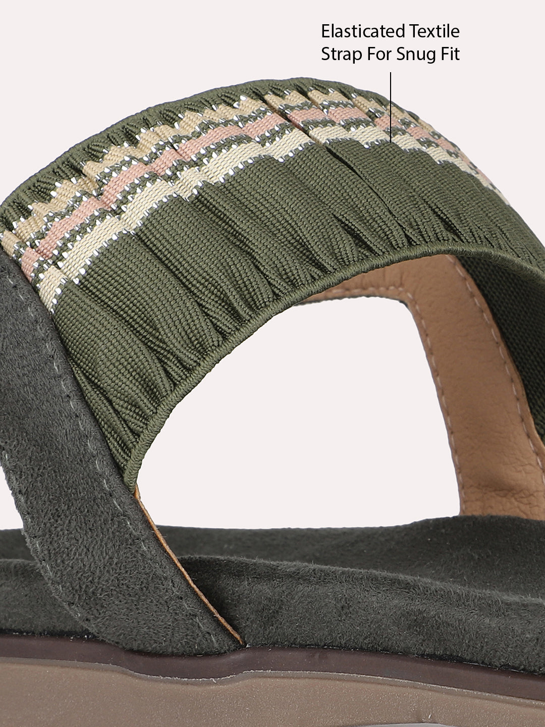 Womens Green Casual Solid One Toe Sandals