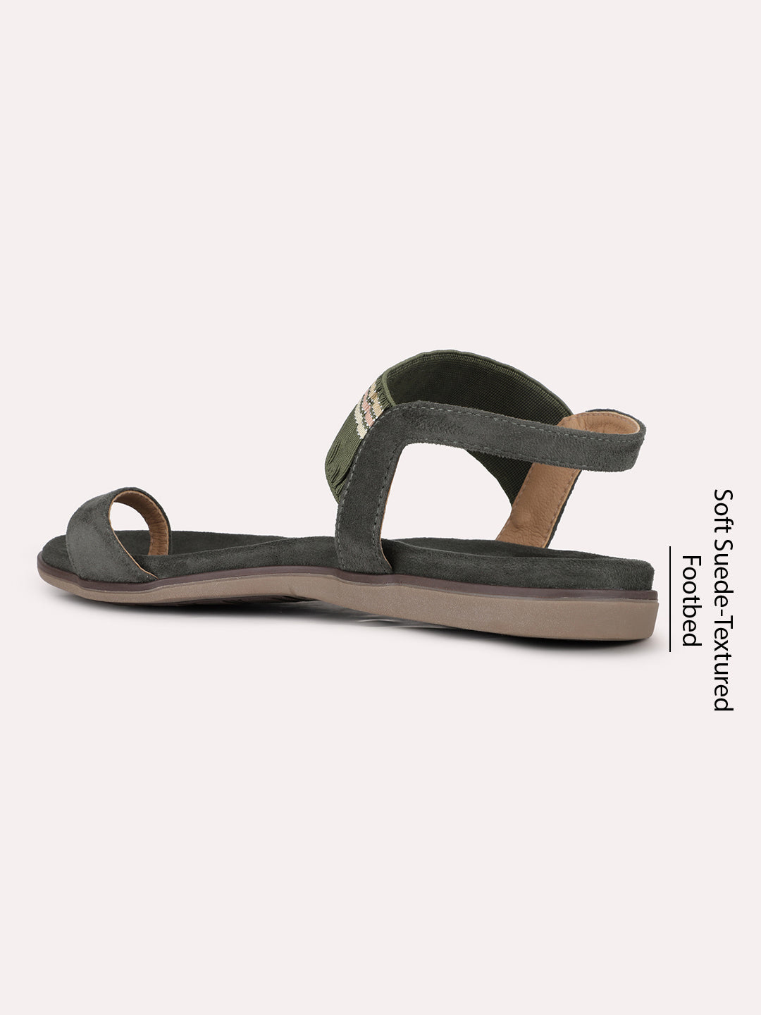 Womens Green Casual Solid One Toe Sandals