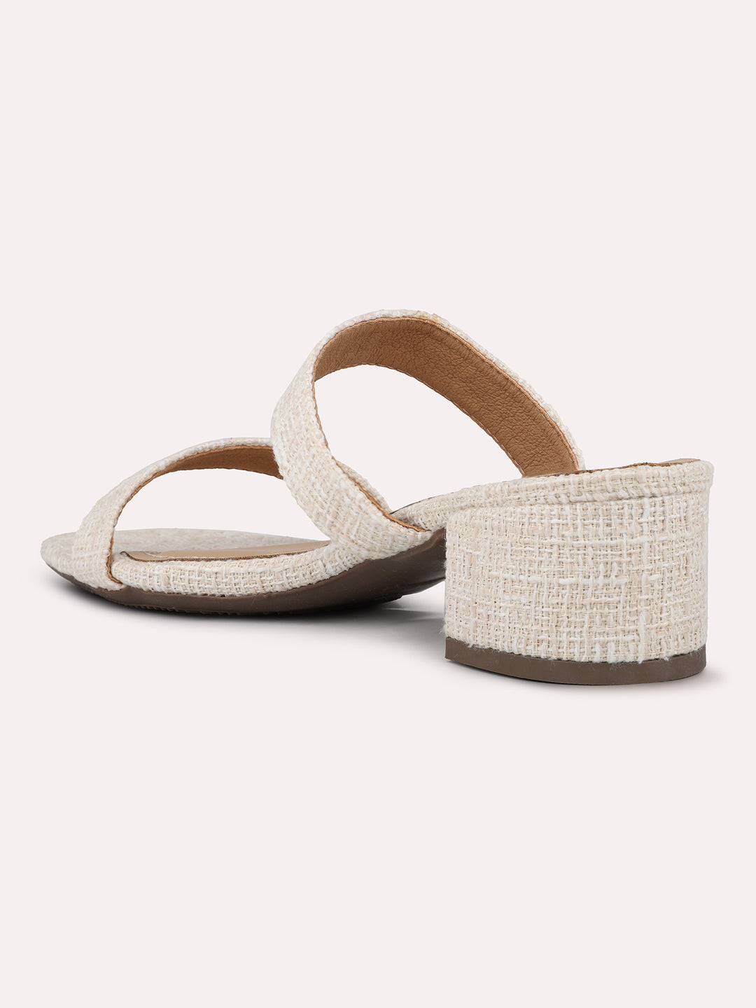 Womens Beige Casual Solid Square Toe Mules