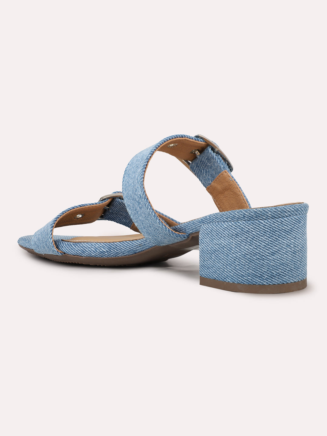 Womens Blue Casual Solid Square Toe Mules