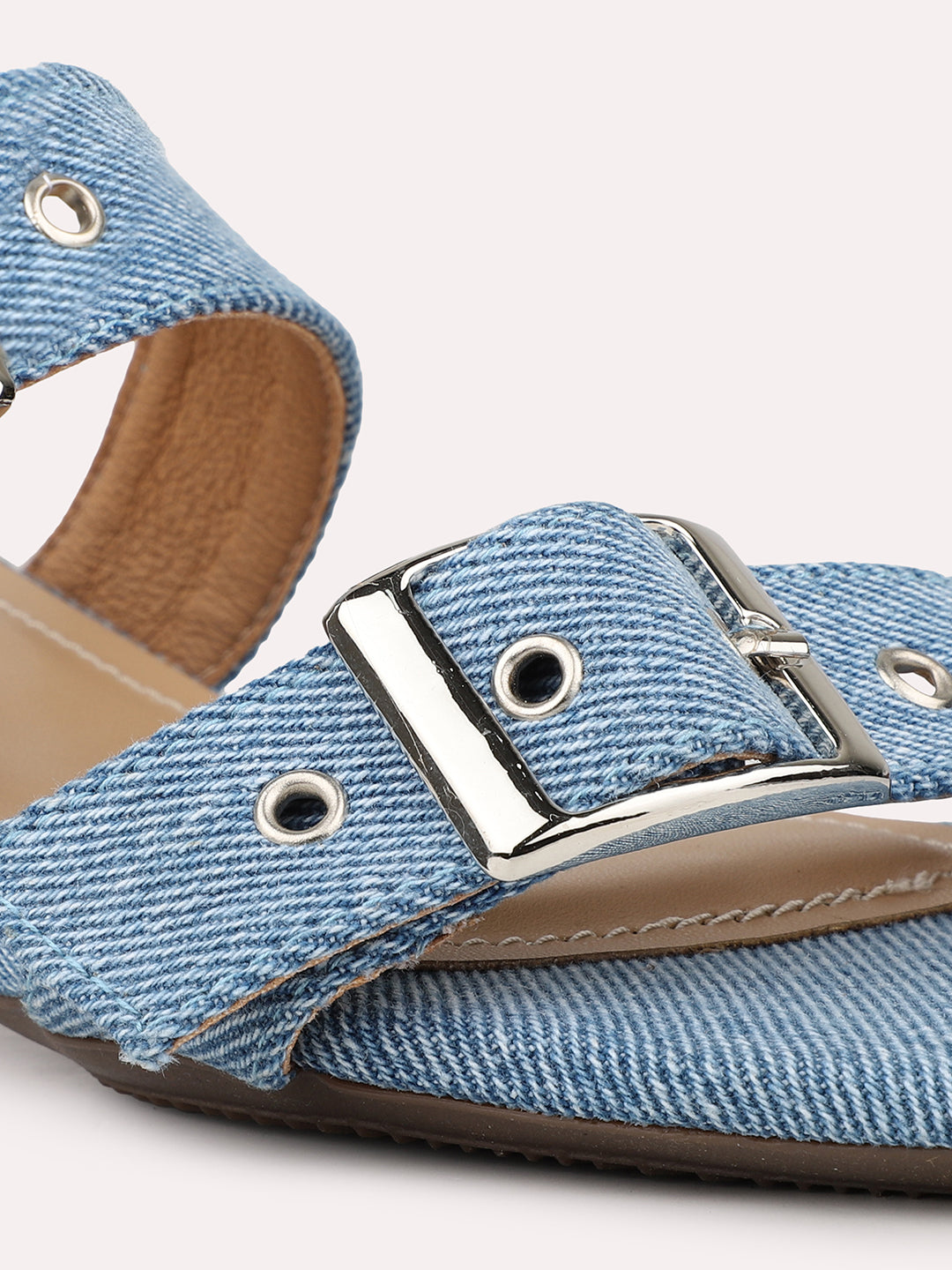 Womens Blue Casual Solid Square Toe Mules