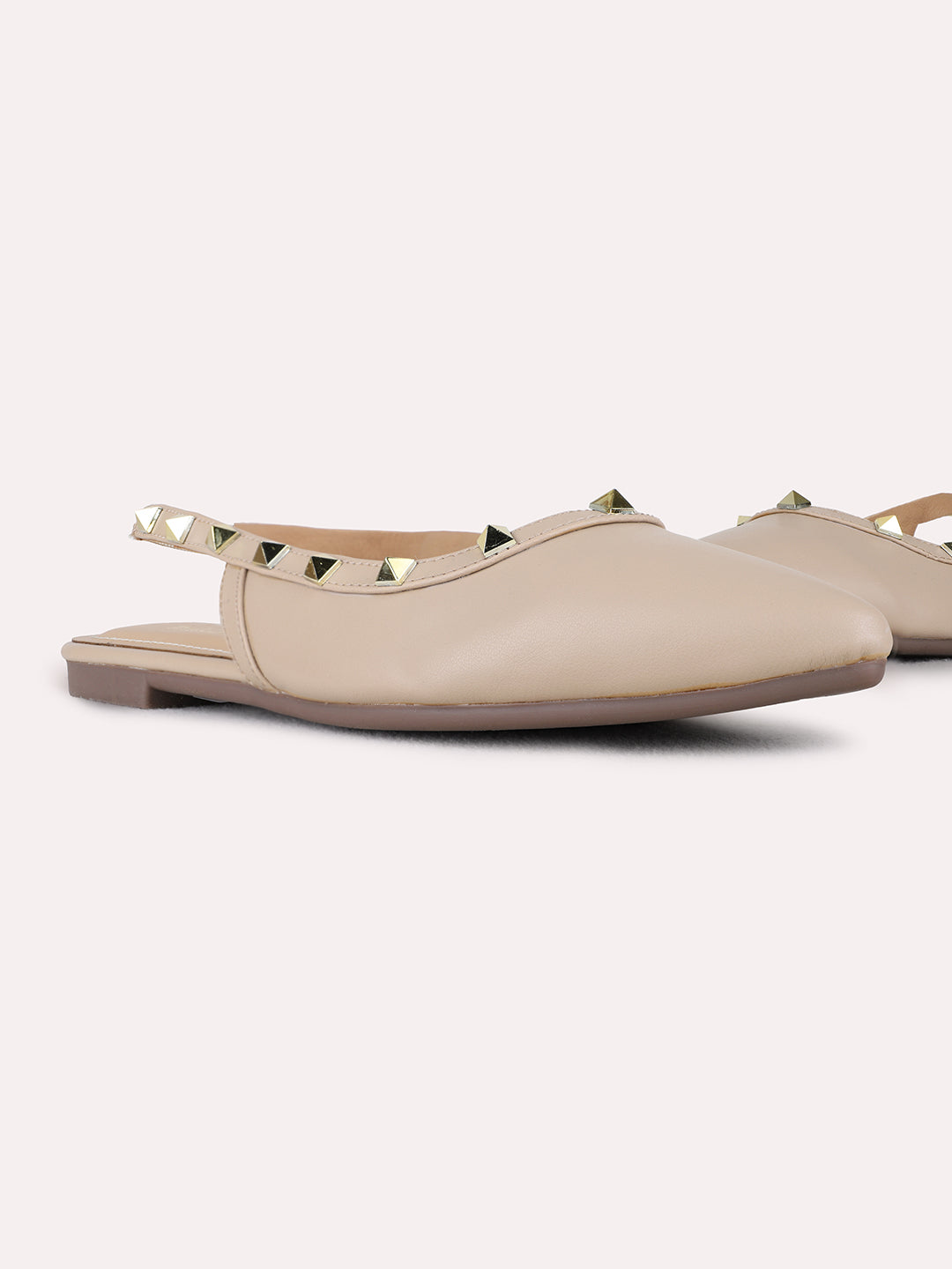 Womens Beige Casual Solid One Toe Flat Mules