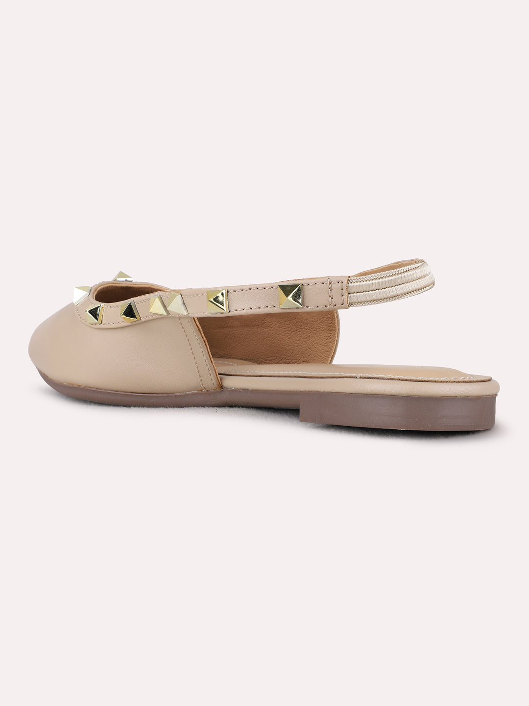 Womens Beige Casual Solid One Toe Flat Mules