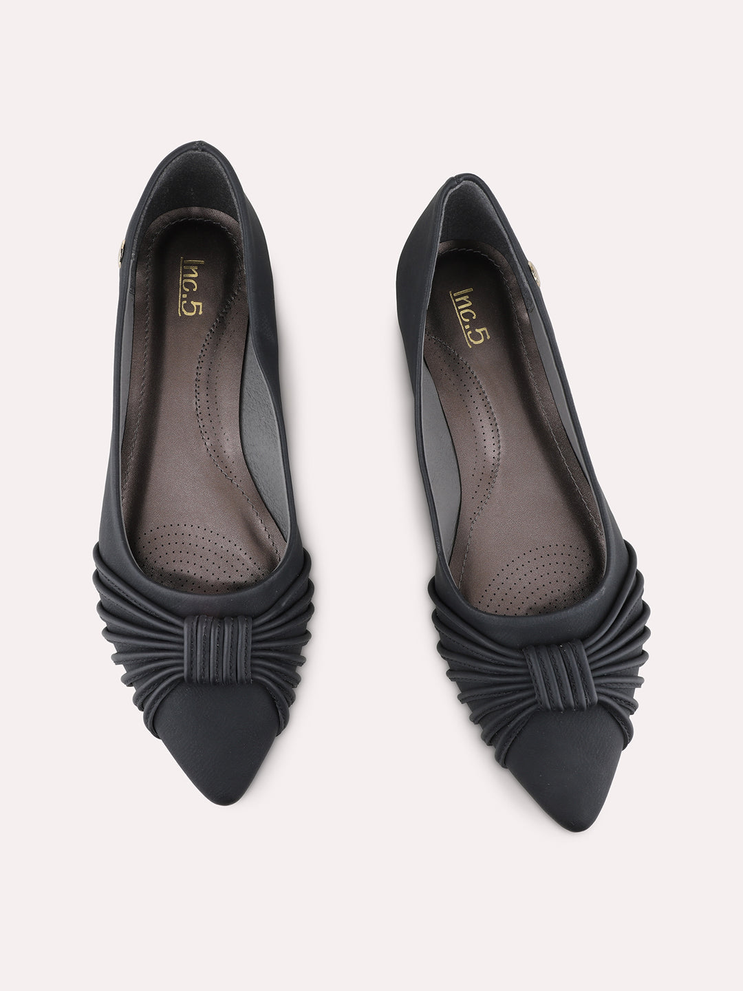 Womens Black Casual Solid Pattern Pointed Toe Flat Ballerinas