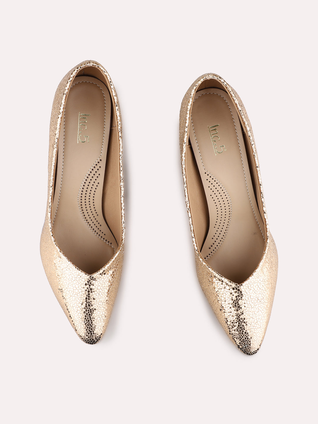 Womens Rose Gold Party Wear Solid Pointed Toe Pumps