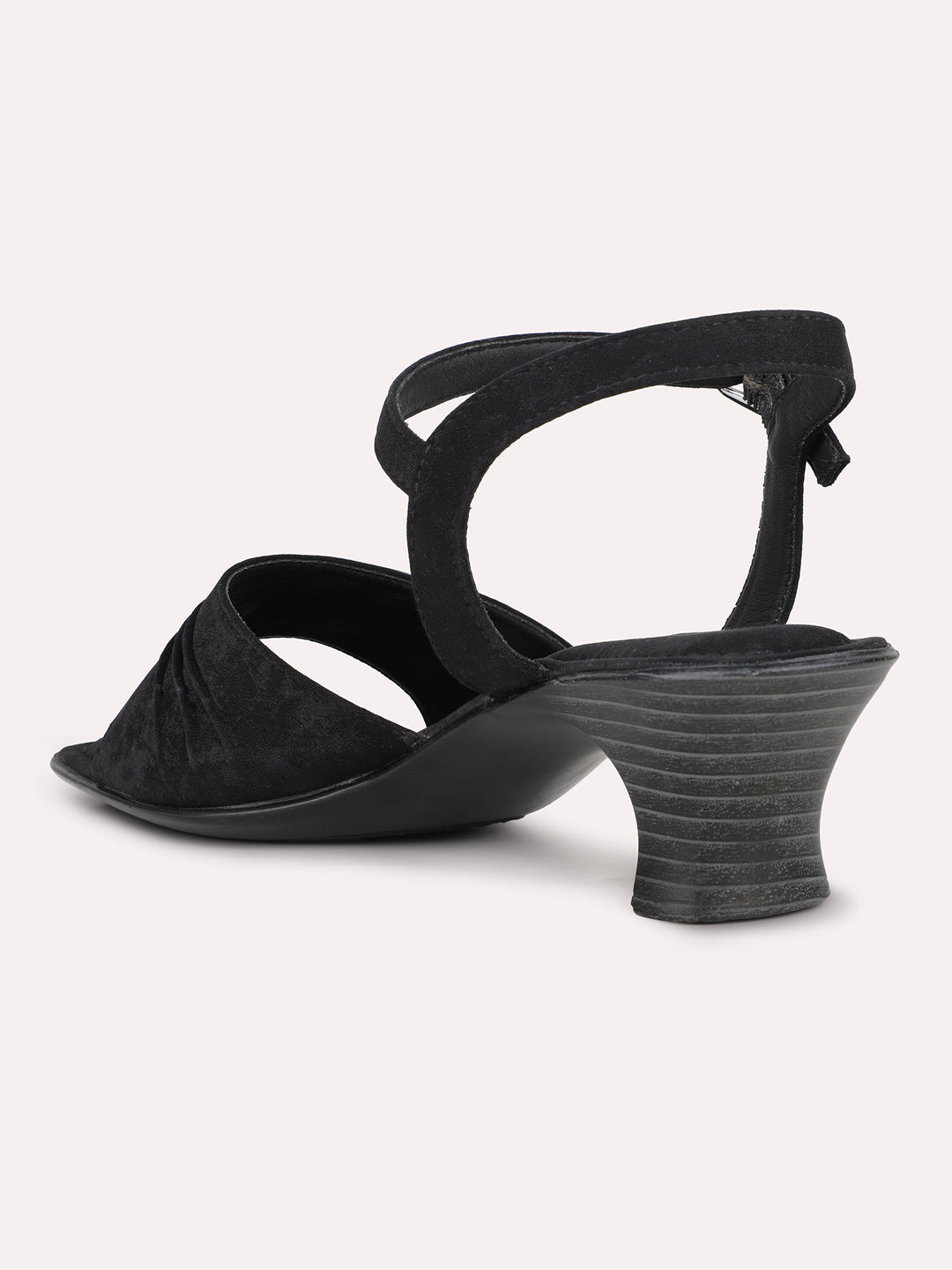 Womens Black Casual Open toe Kitten Heel Sandals