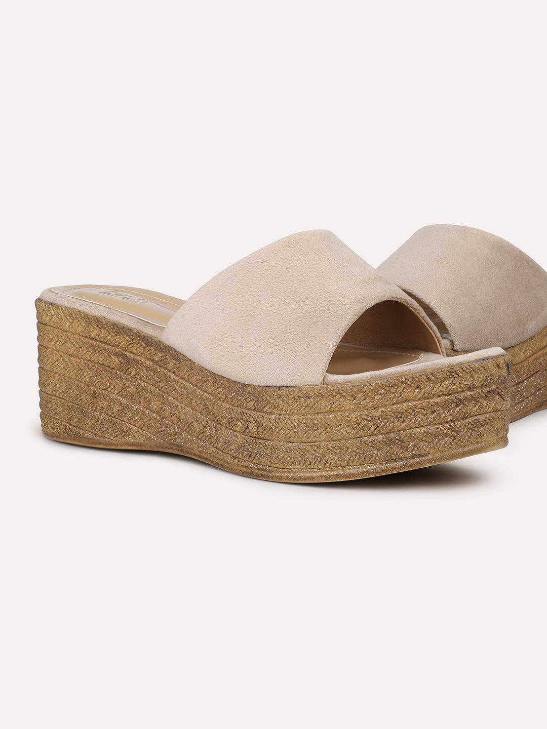 Womens Beige Casual Open toe Wedges Mules
