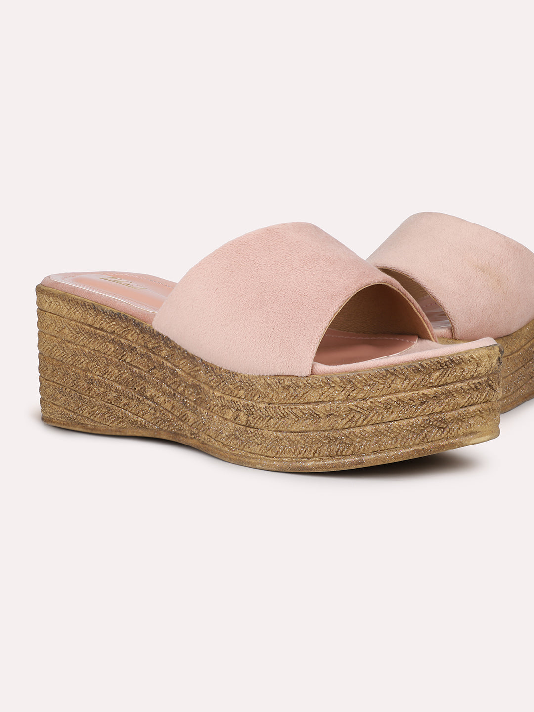 Womens Peach Casual Open toe Wedges Mules