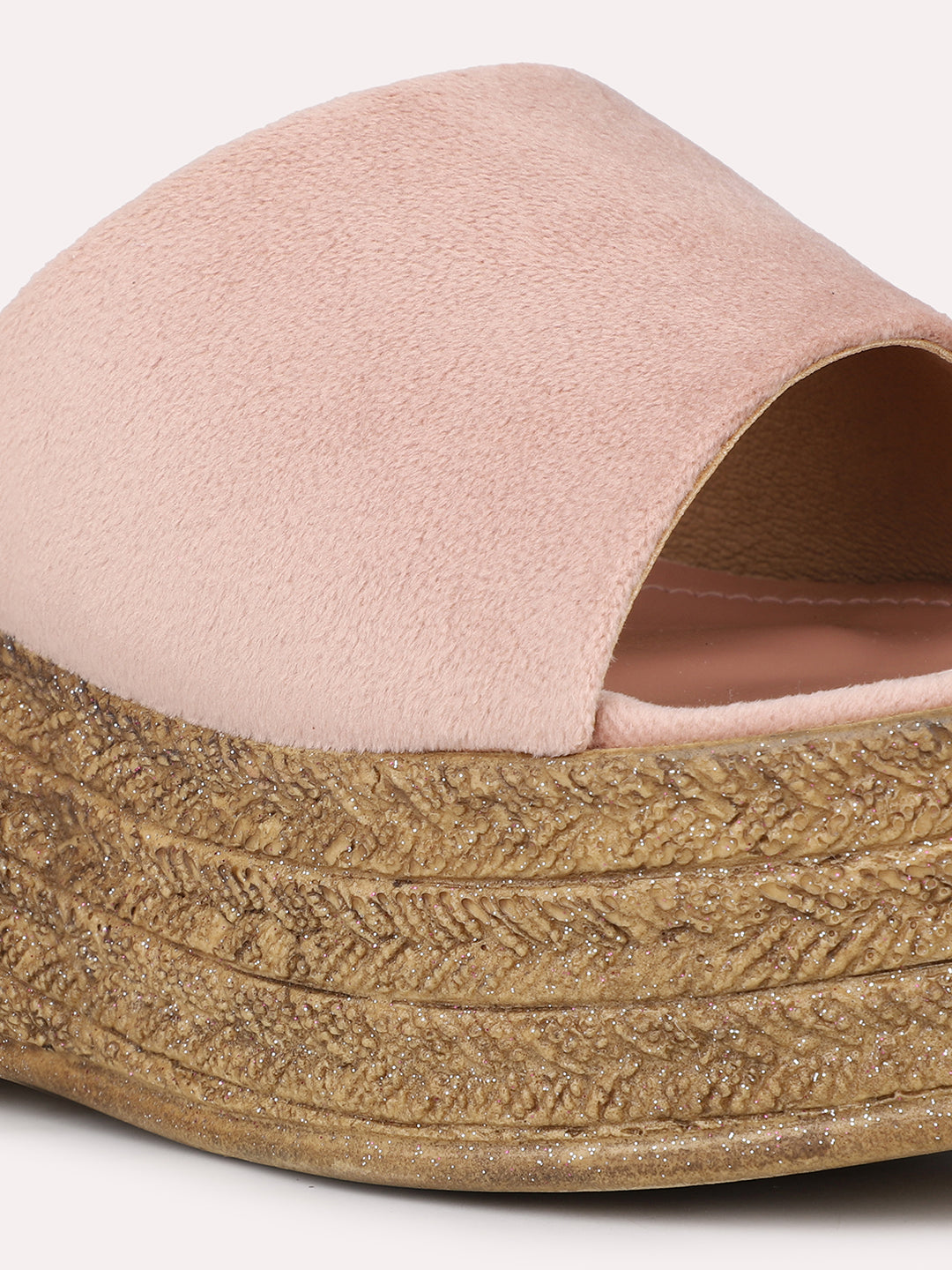 Womens Peach Casual Open toe Wedges Mules