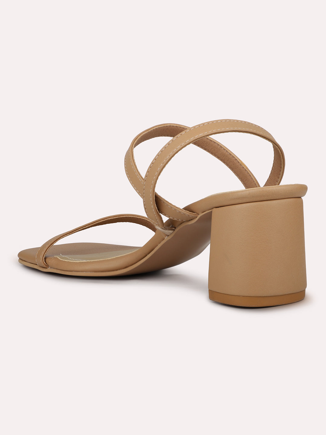 Womens Beige Casual Strappy Open toe Block Heel Sandals