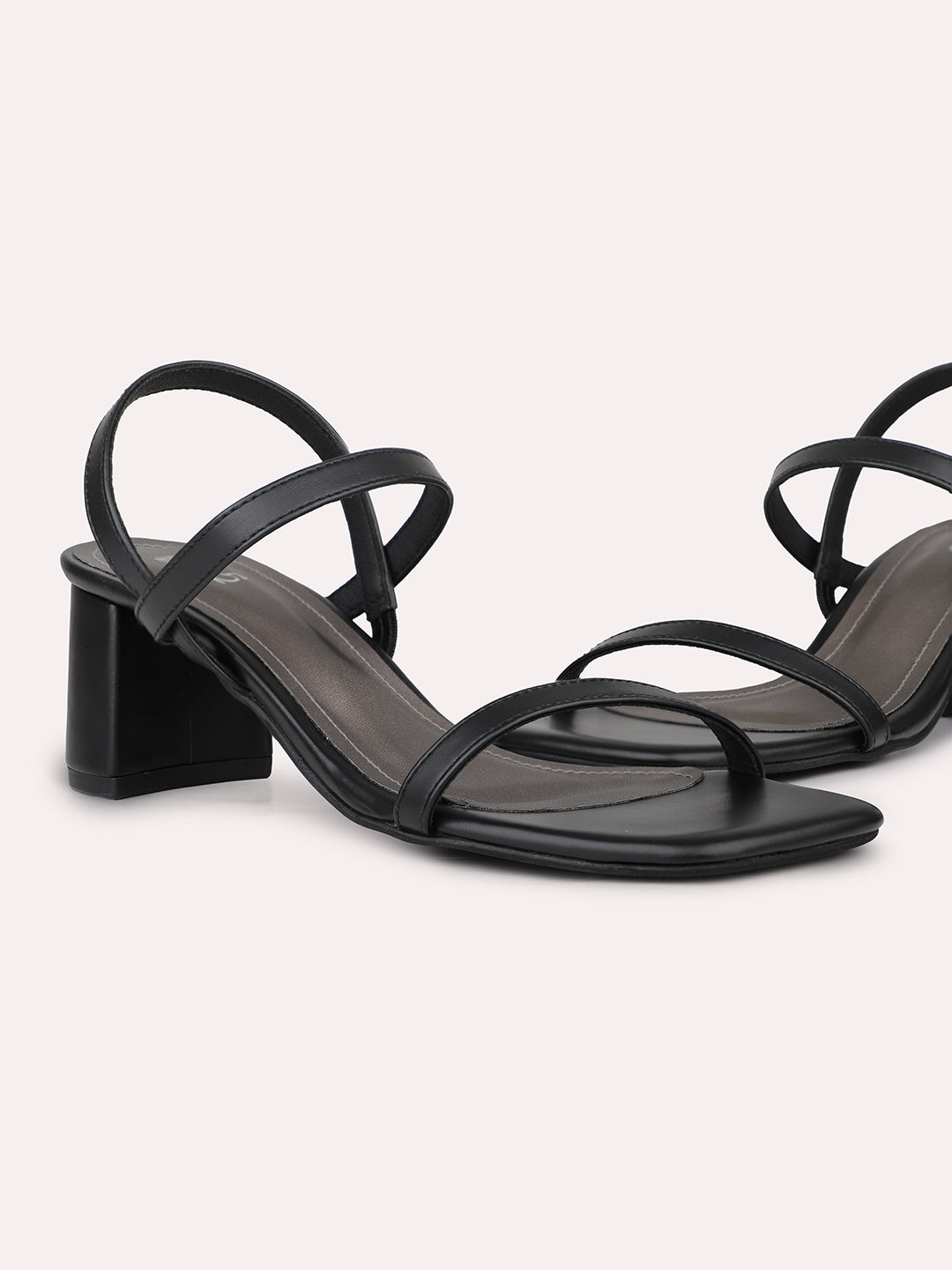 Womens Black Casual Strappy Open toe Block Heel Sandals