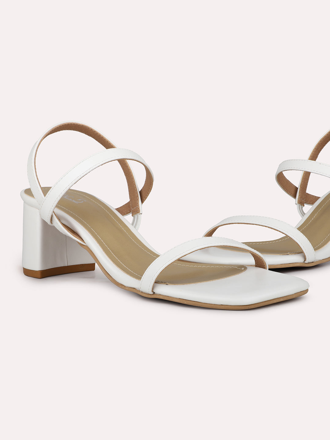 Womens White Casual Strappy Open toe Block Heel Sandals