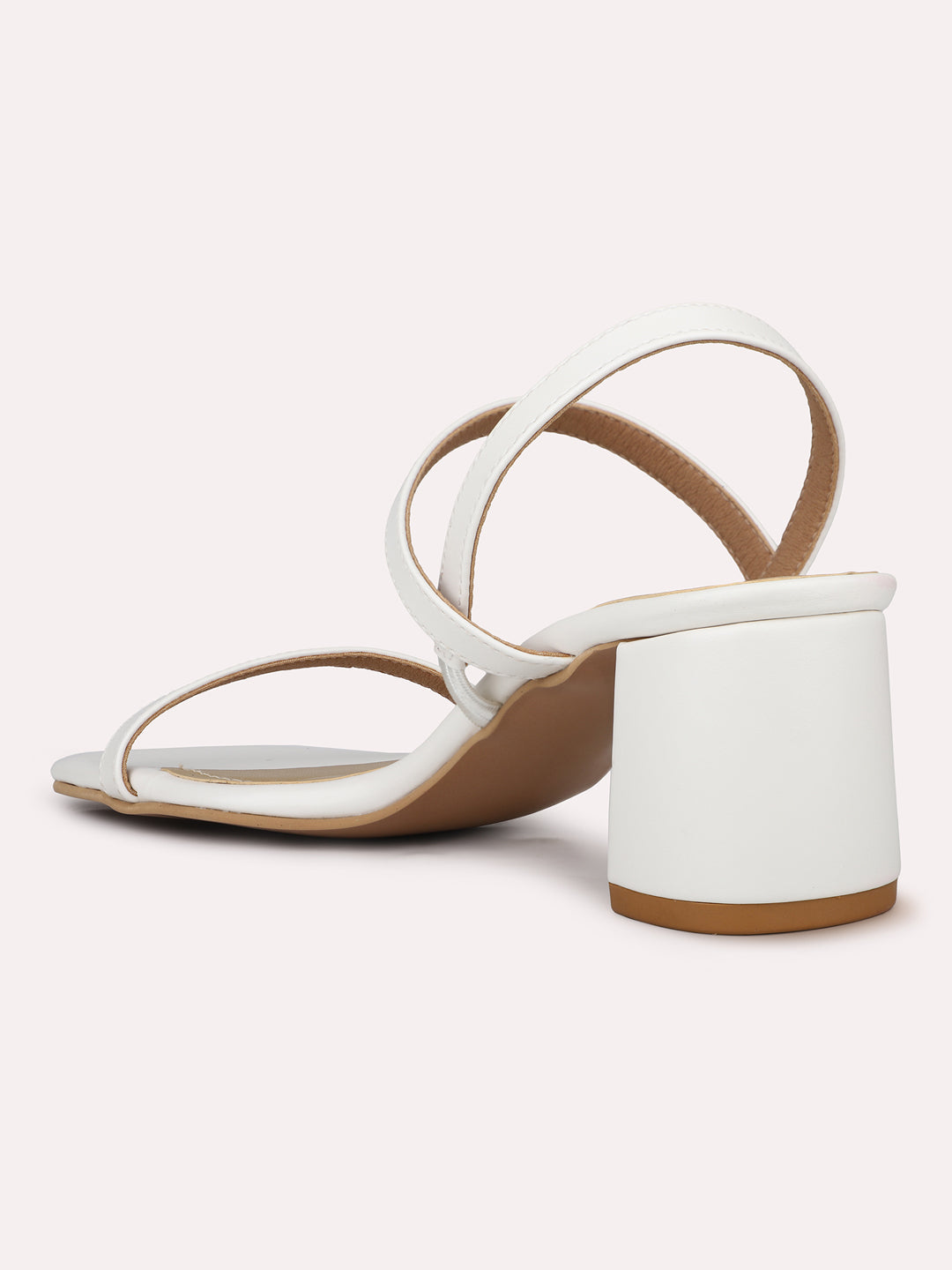 Womens White Casual Strappy Open toe Block Heel Sandals