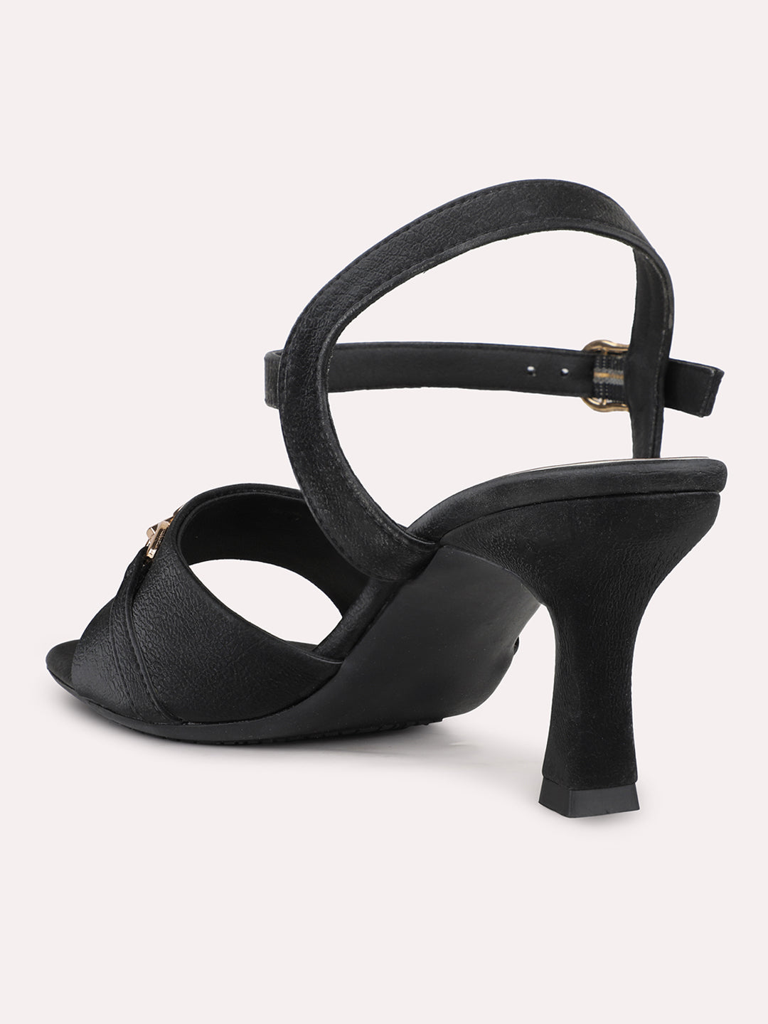 Womens Black Casual Open toe Kitten Heel Sandals