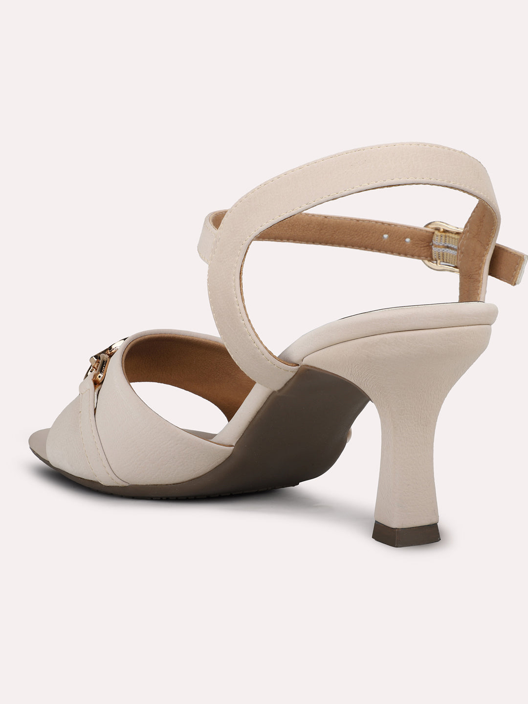 Womens Cream Casual Open toe Kitten Heel Sandals