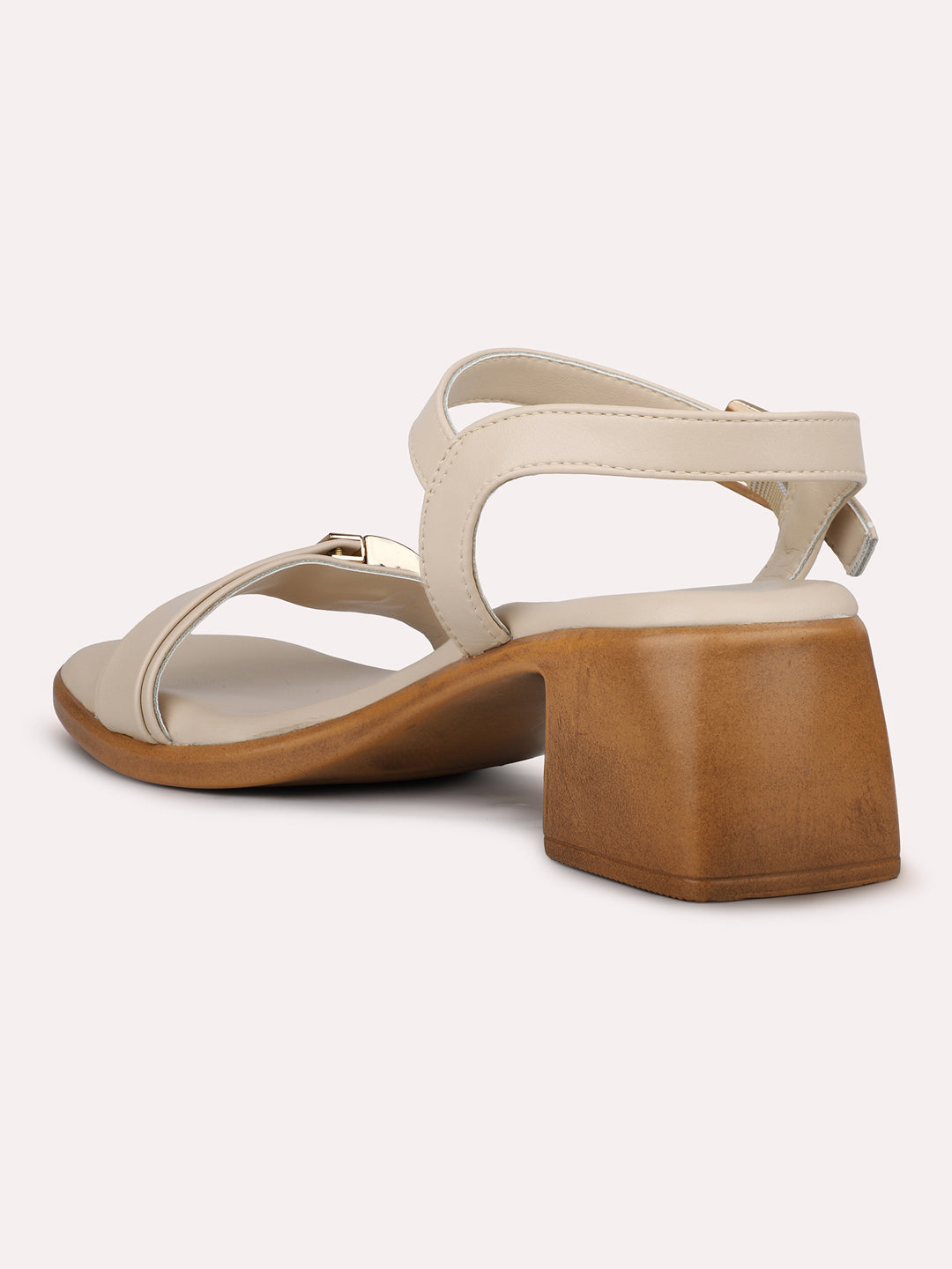 Womens Beige Casual Open toe Block Heel Sandals