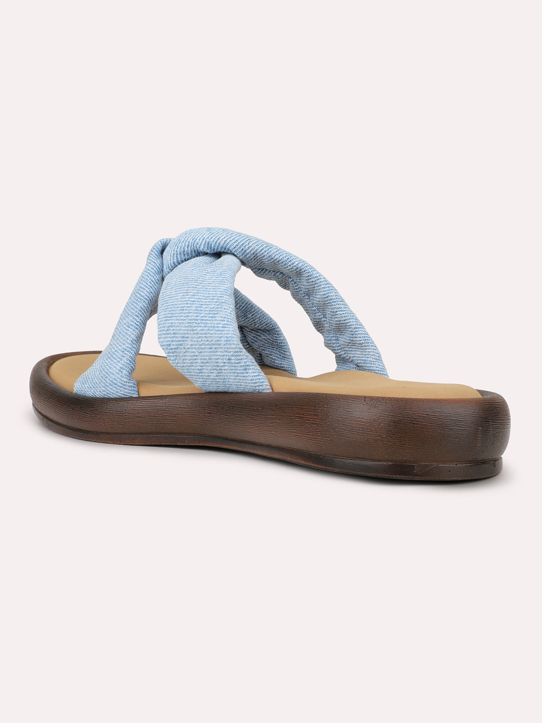 Womens Blue Daily Solid Round Toe Sandals