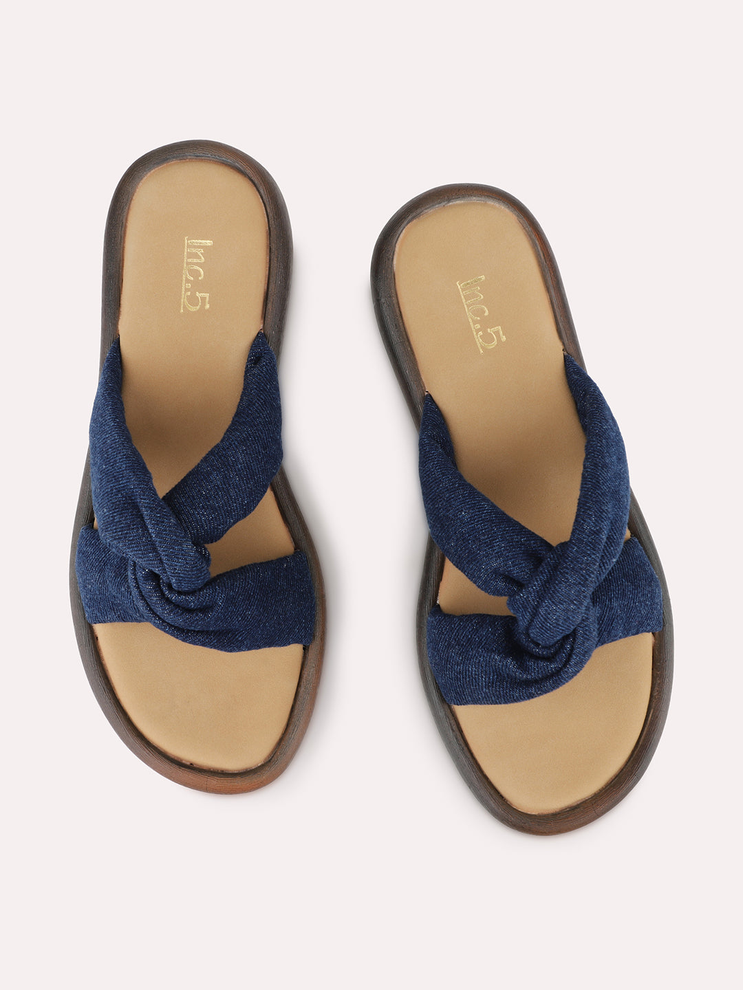 Womens Navy Daily Solid Round Toe Sandals