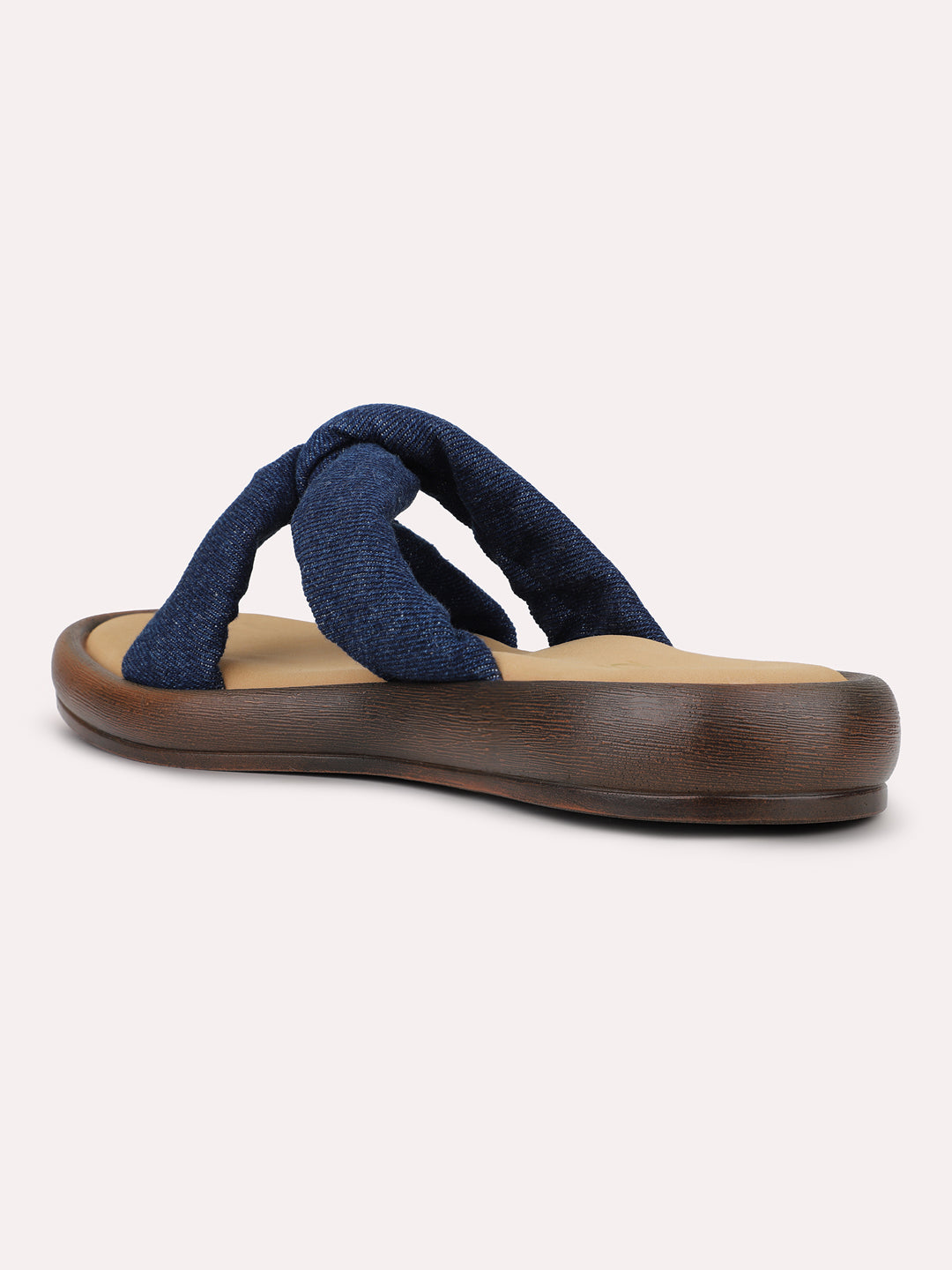 Womens Navy Daily Solid Round Toe Sandals