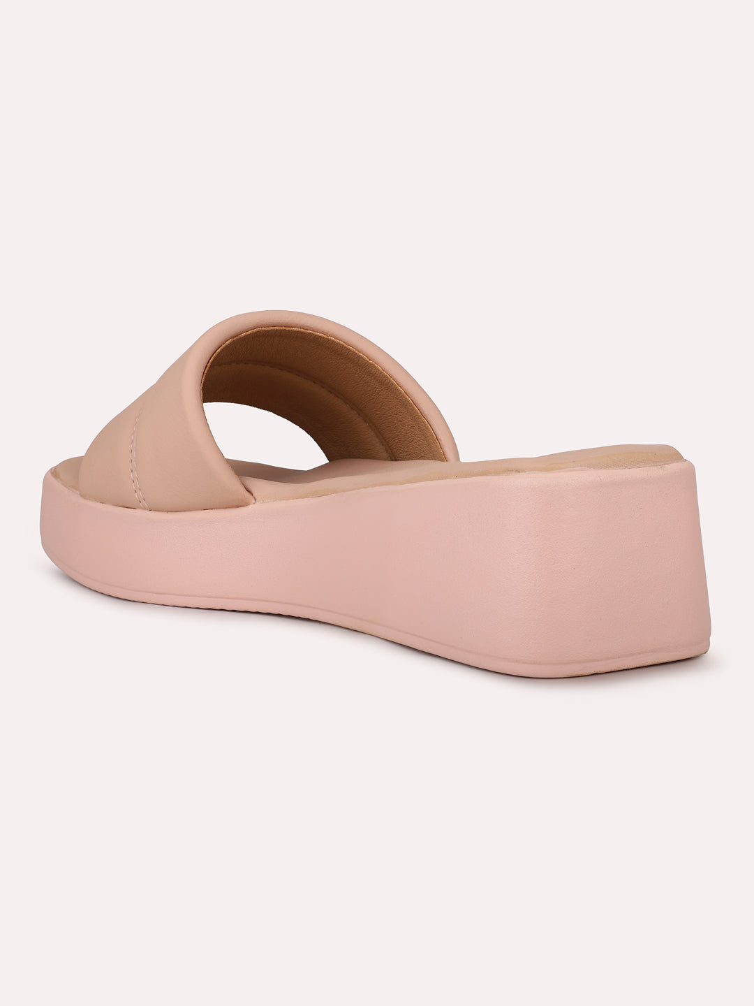 Womens Peach Casual Open toe Flatform Heel Mules