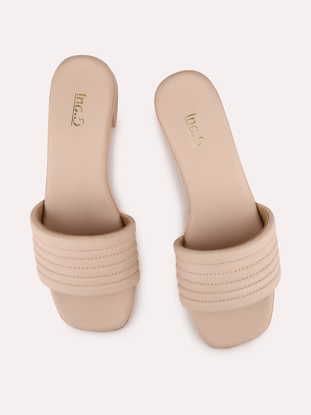 Womens Peach Casual Solid Round Toe Mules