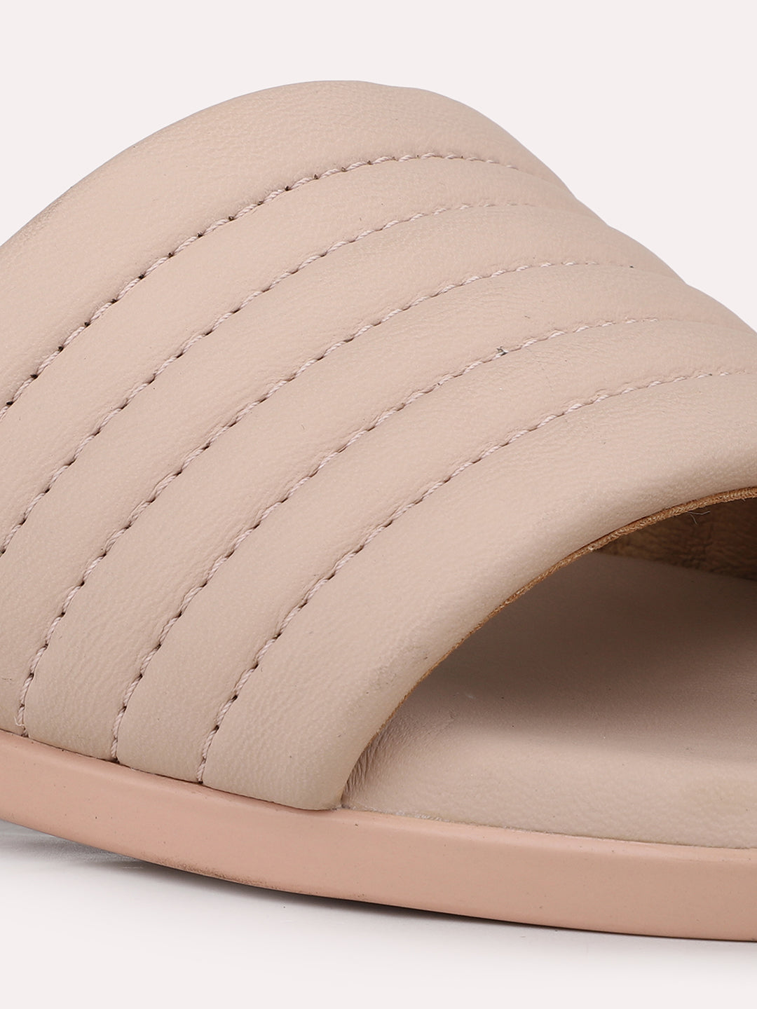 Womens Peach Casual Solid Round Toe Mules