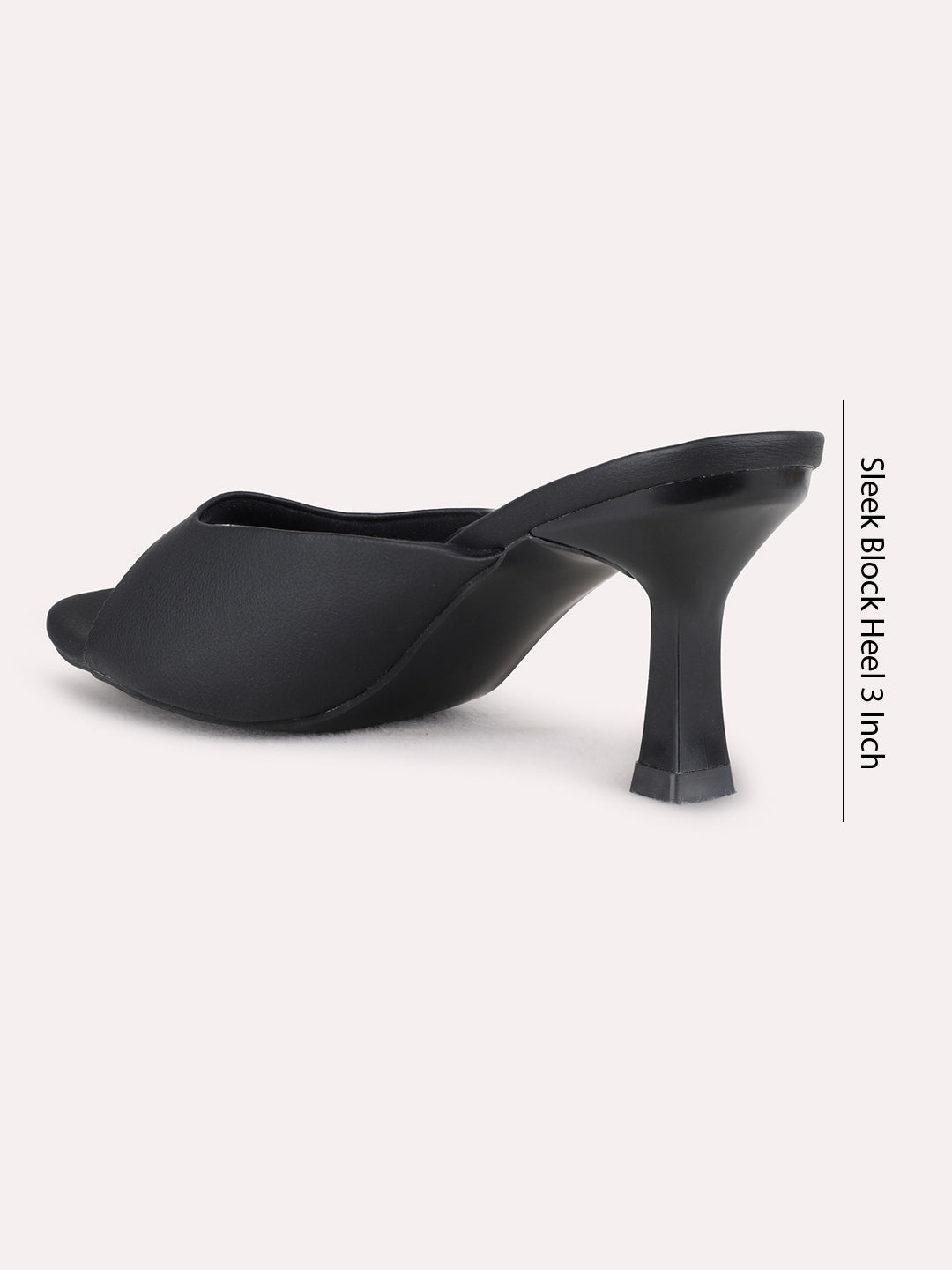 Womens Black Party Wear Solid Square Toe Kitten Heels