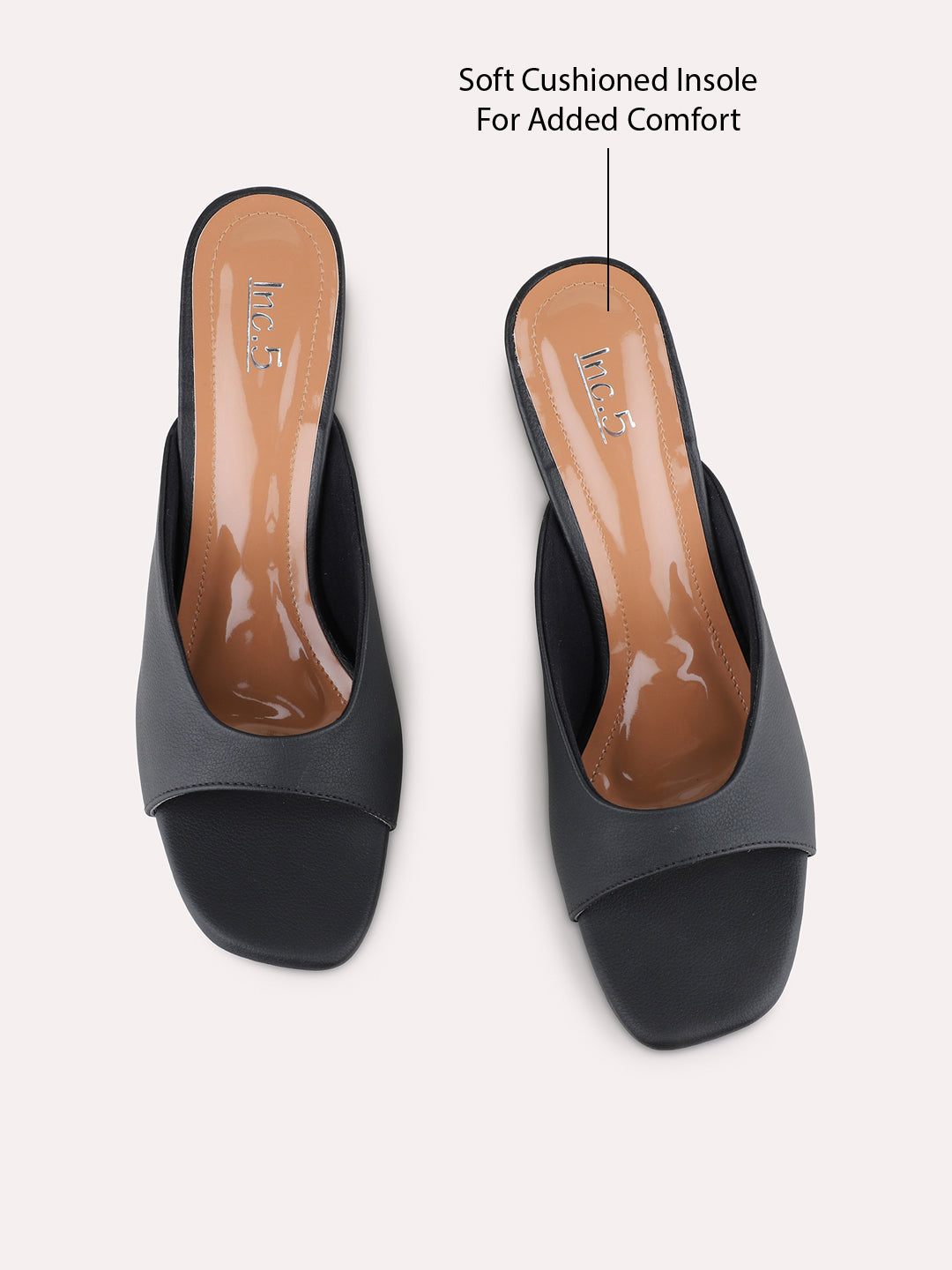 Womens Black Party Wear Solid Square Toe Kitten Heels