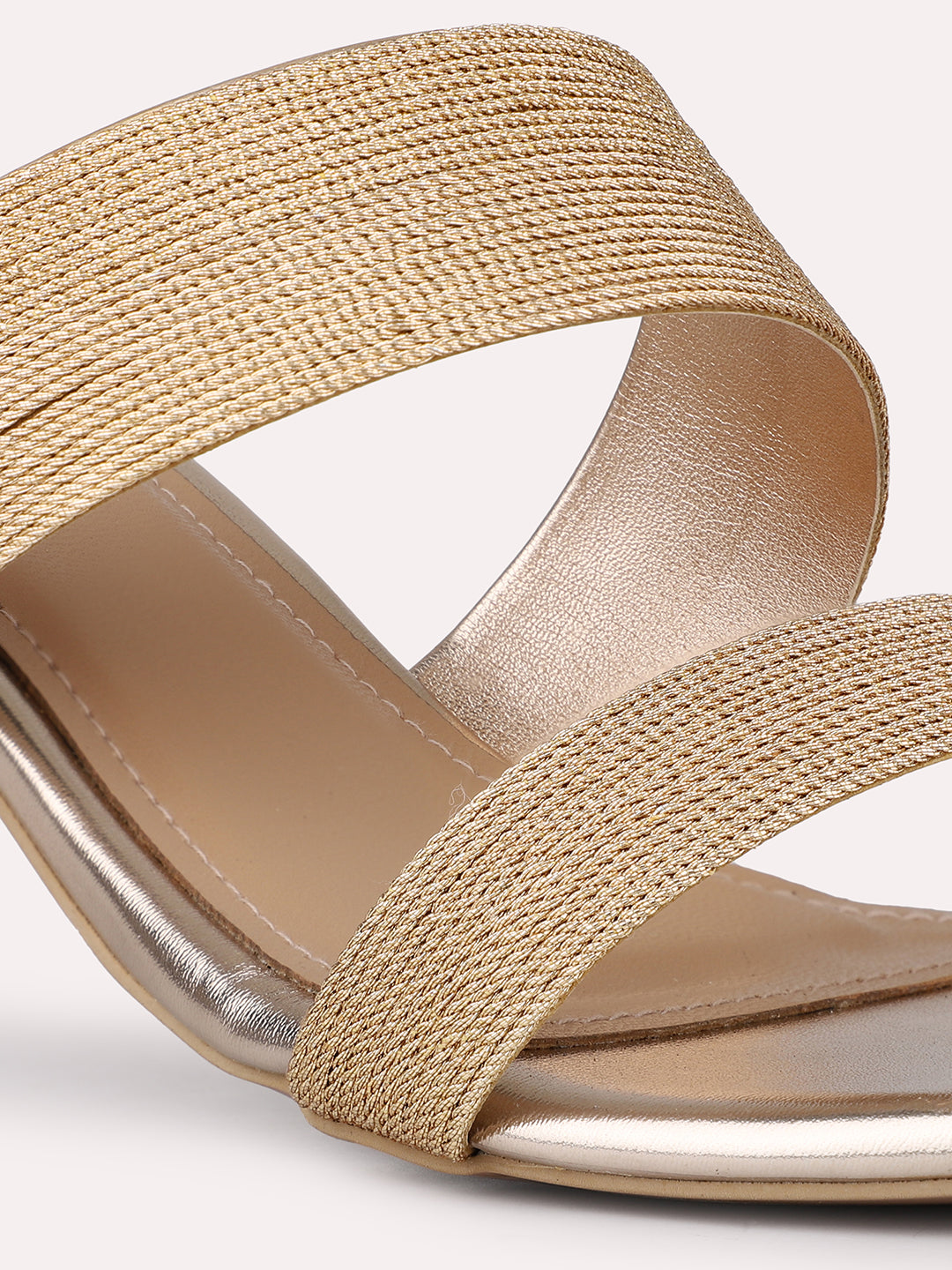 Womens Rose Gold Ethnic Solid Round Toe Heels