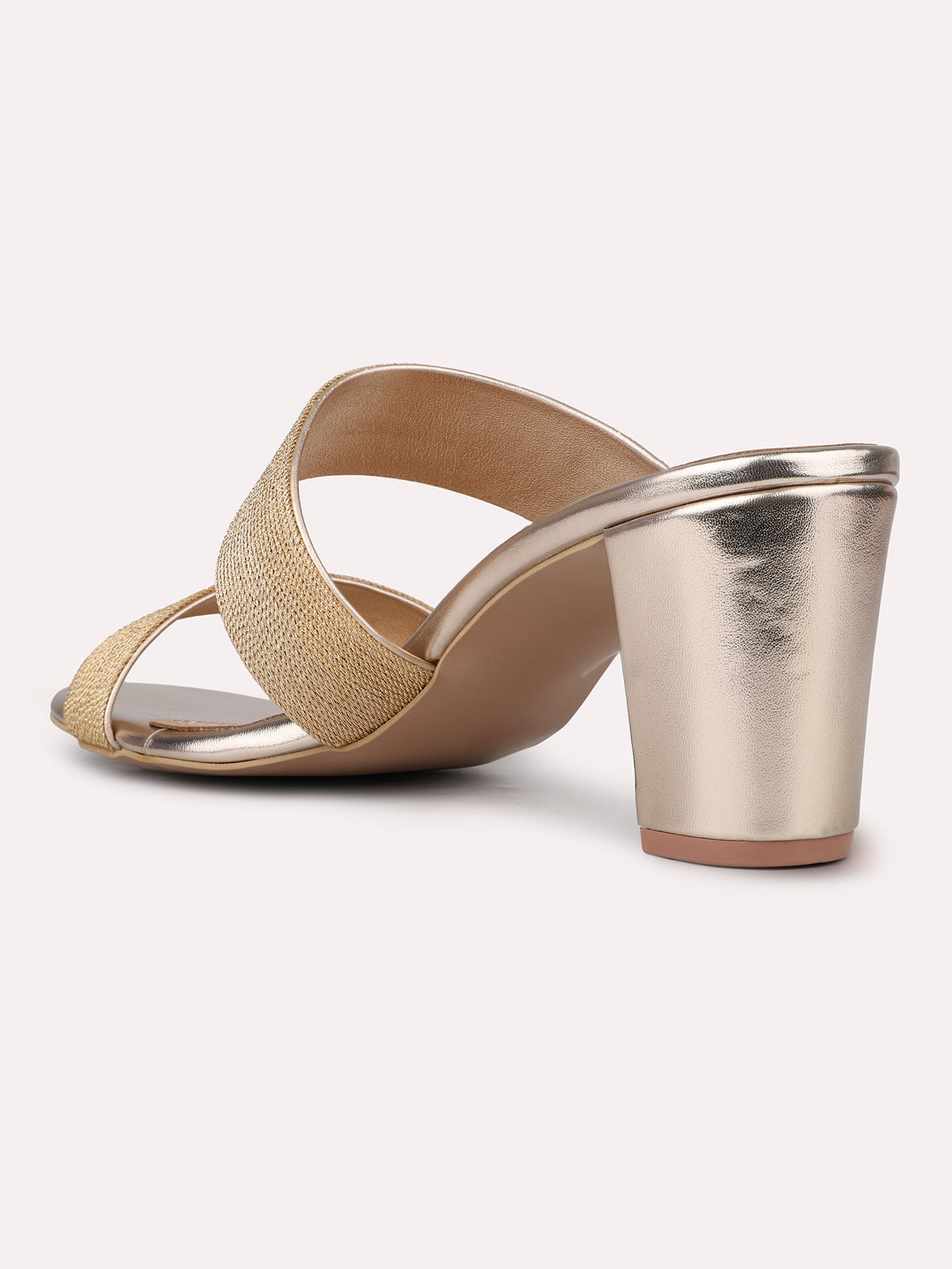 Womens Rose Gold Ethnic Solid Round Toe Heels