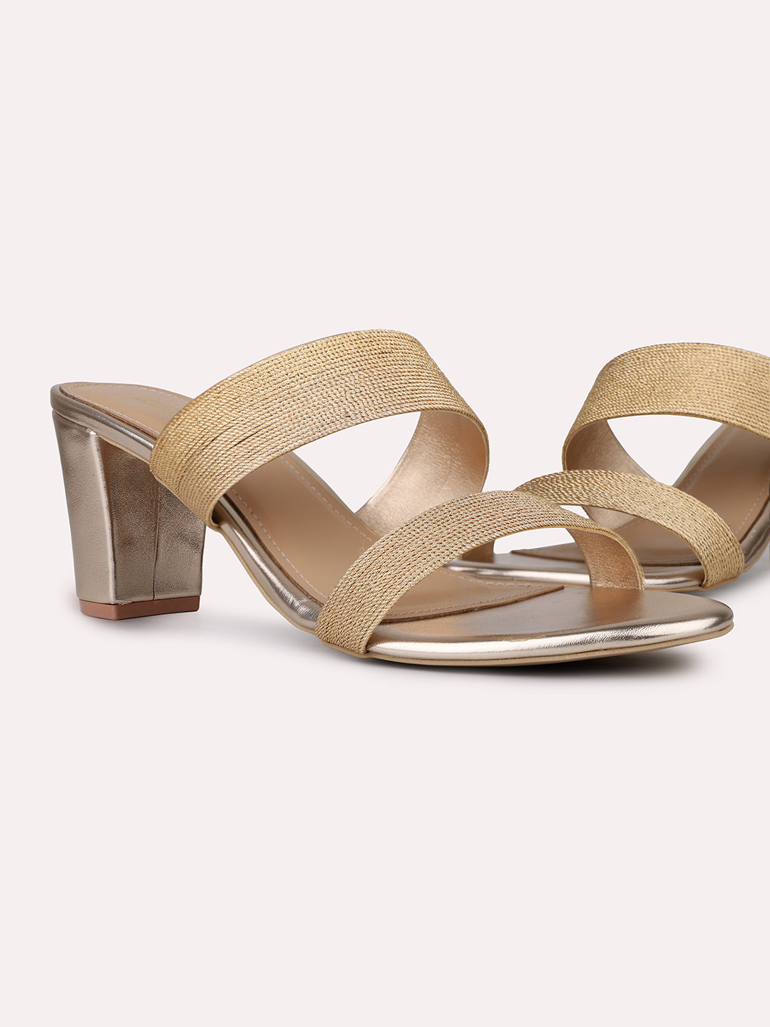 Womens Rose Gold Ethnic Solid Round Toe Heels