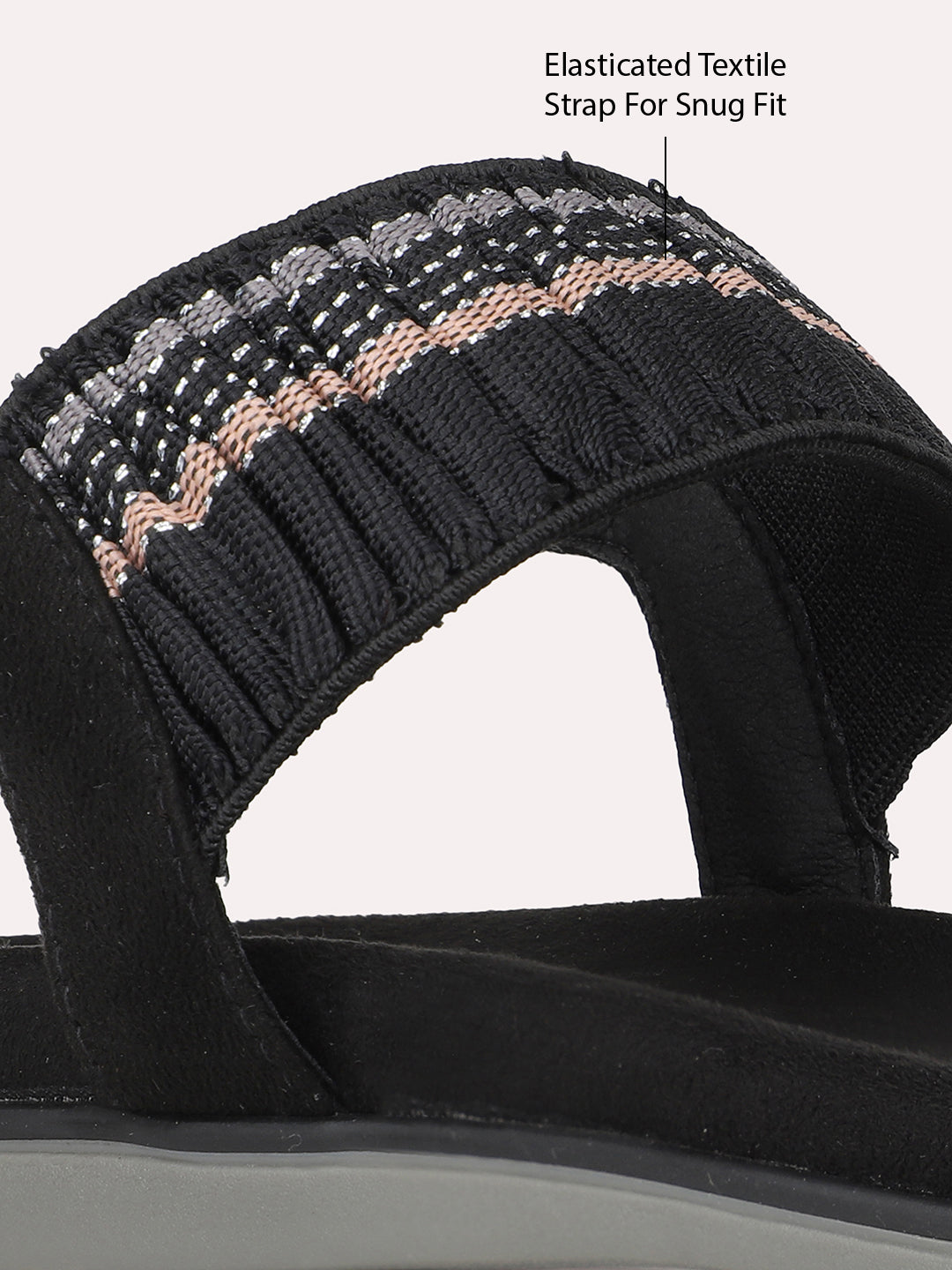 Womens Black Casual Solid One Toe Sandals