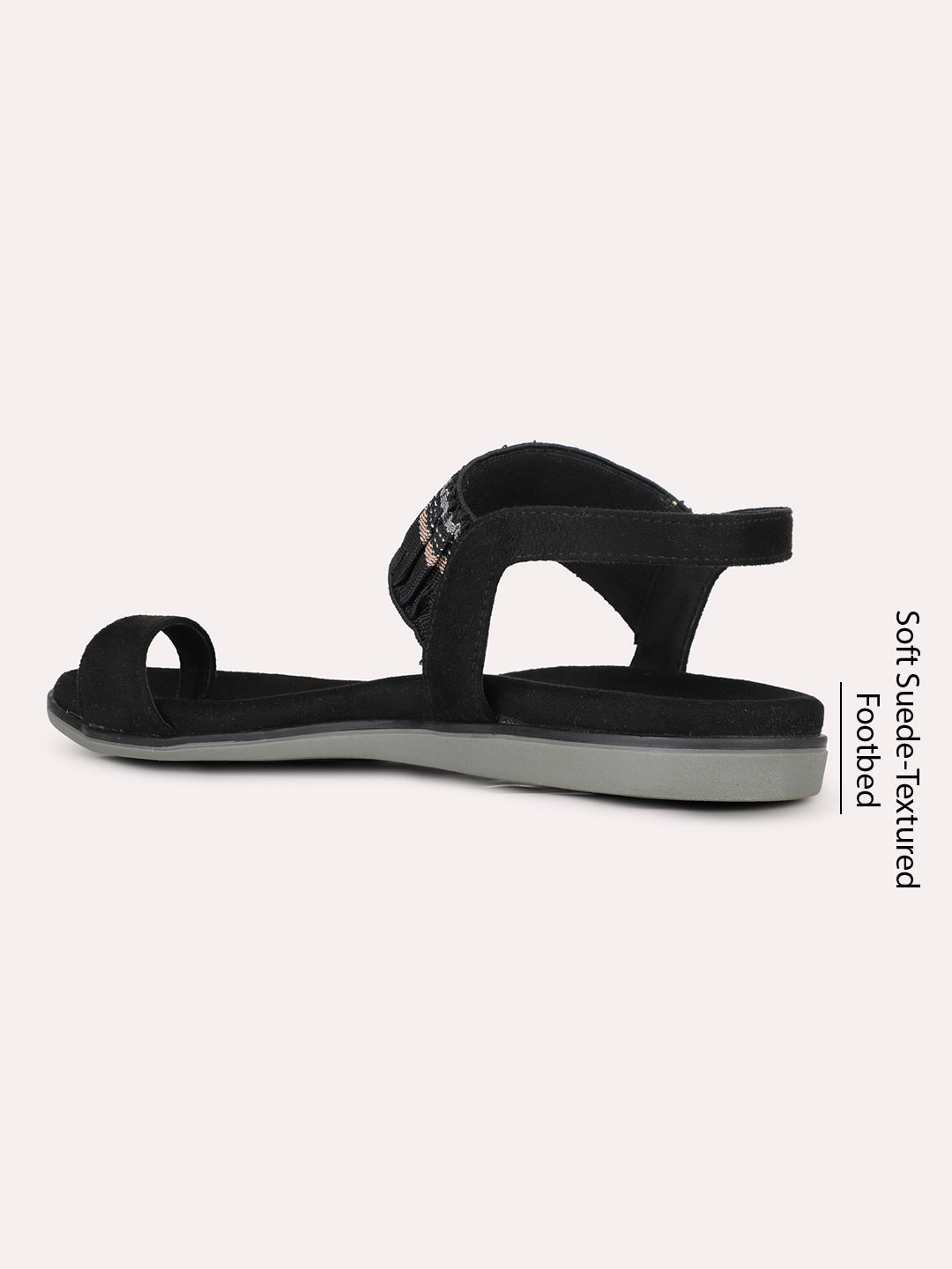 Womens Black Casual Solid One Toe Sandals