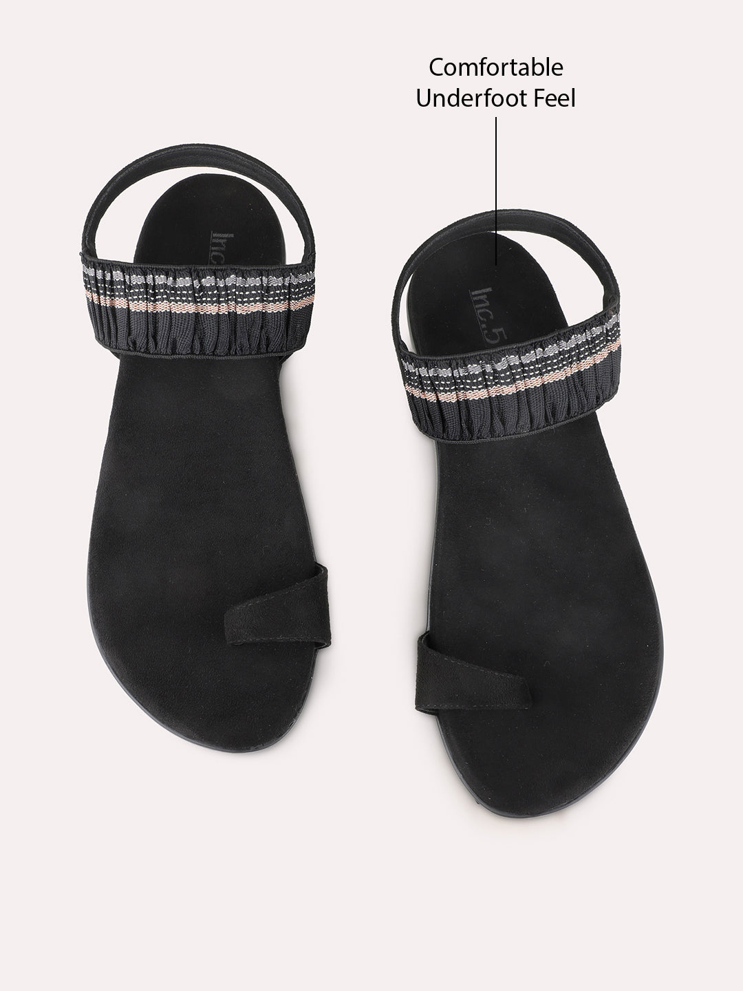Womens Black Casual Solid One Toe Sandals