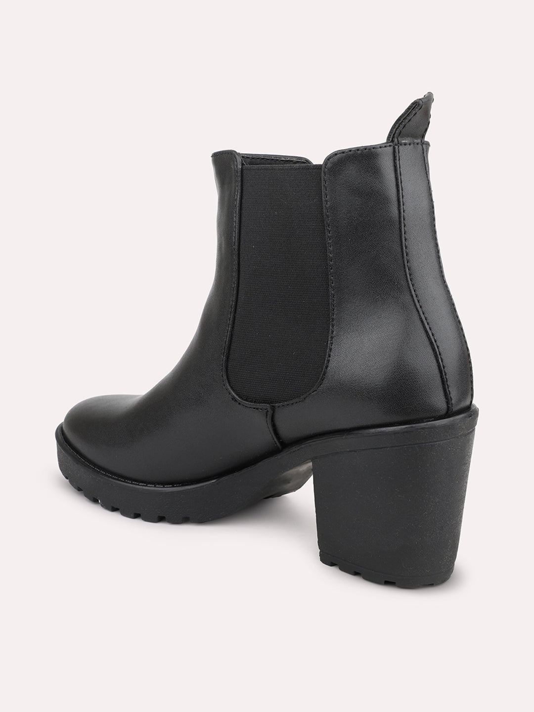 Women Black Mid Top Block-Heel Regular Boots