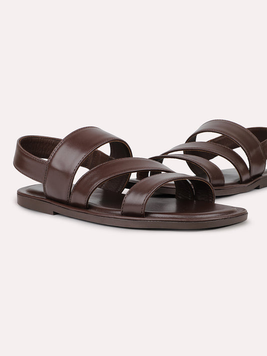 Men Brown Open Toe Comfort Sandals