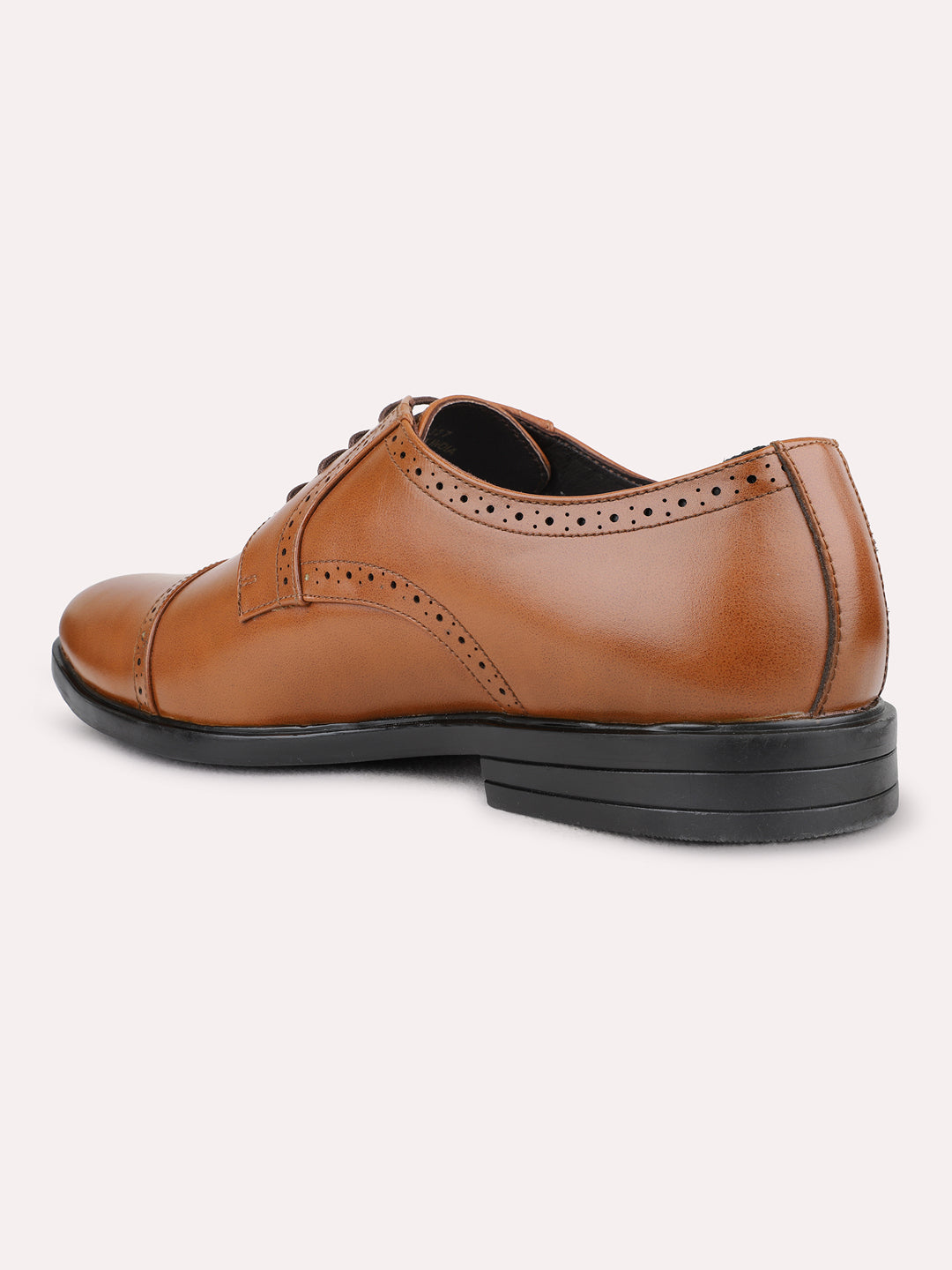 Mens Tan Formal Solid Pointed Toe Derby Shoes