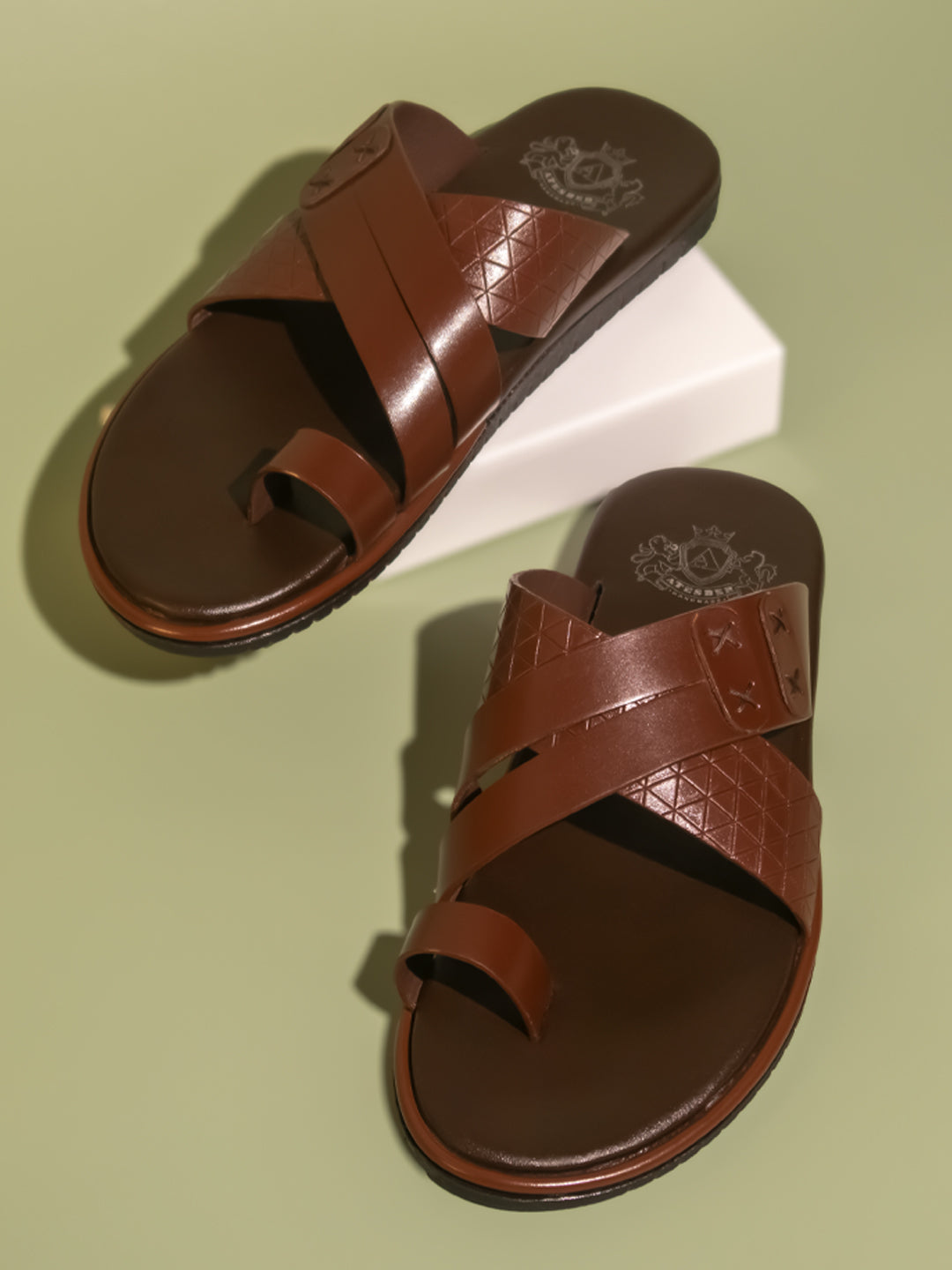 Atesber Brown Formal Slip-on Sandal For Men