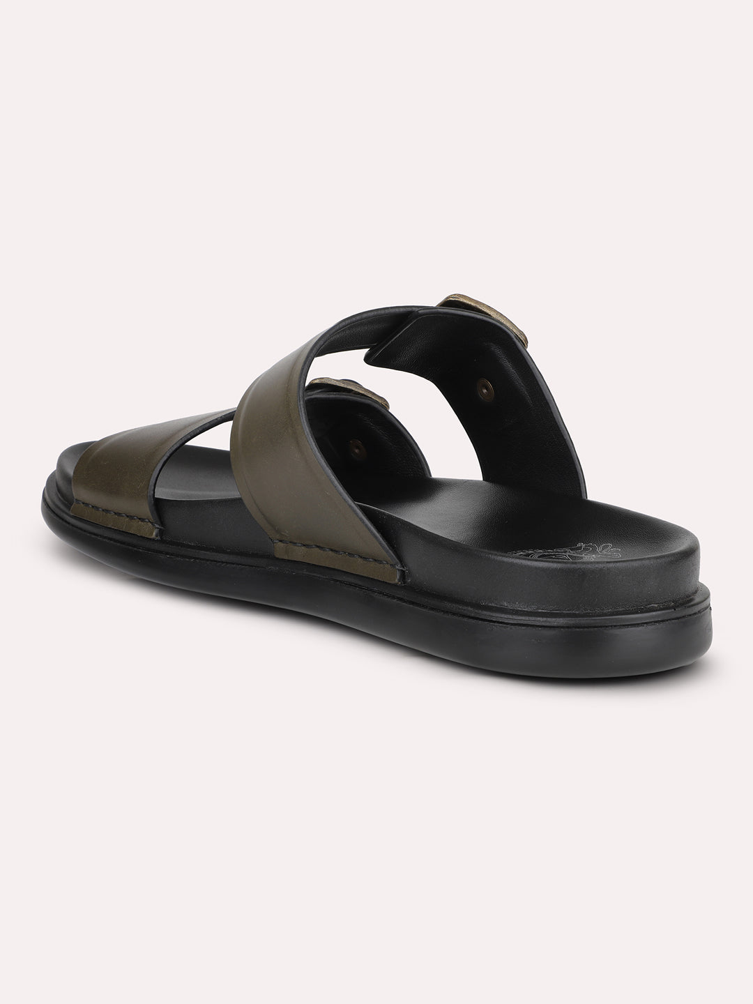 Atesber Olive Casual Sandal With Buckle For Men