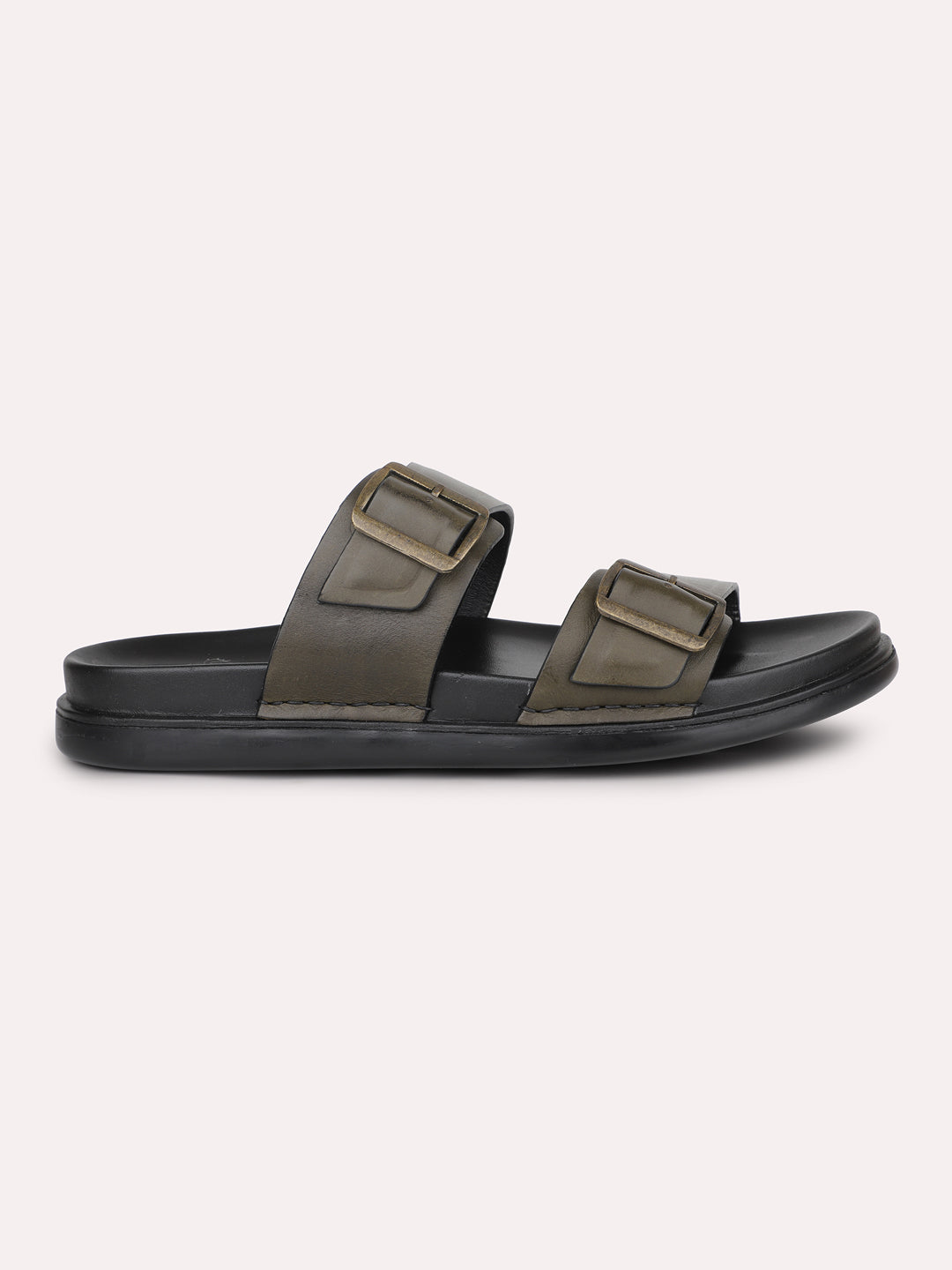 Atesber Olive Casual Sandal With Buckle For Men