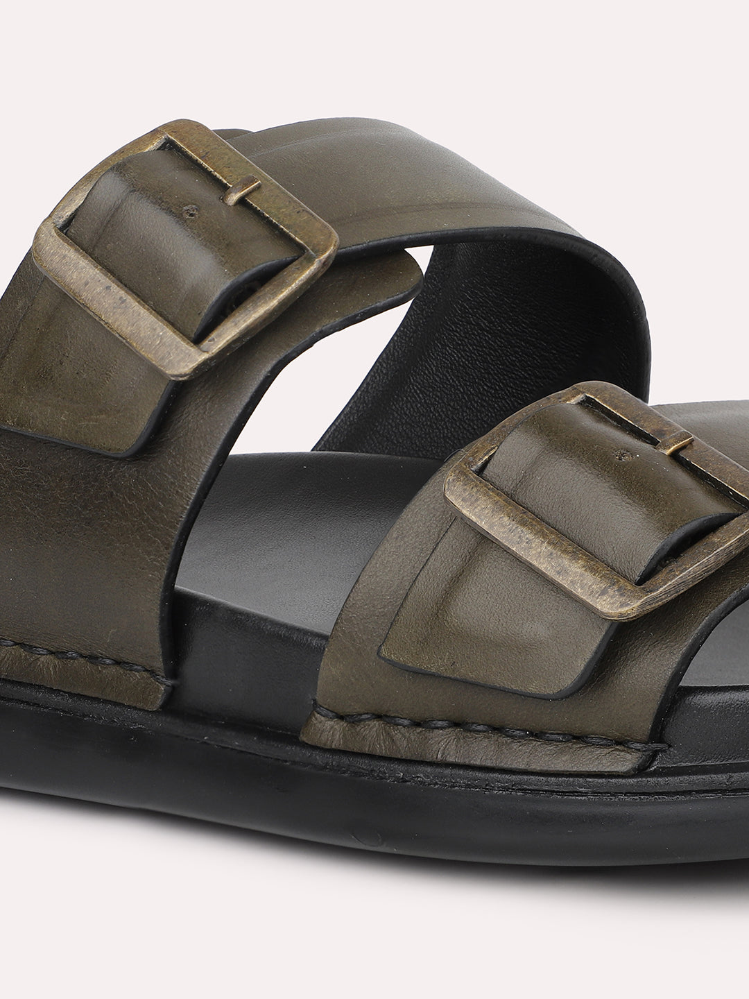 Atesber Olive Casual Sandal With Buckle For Men