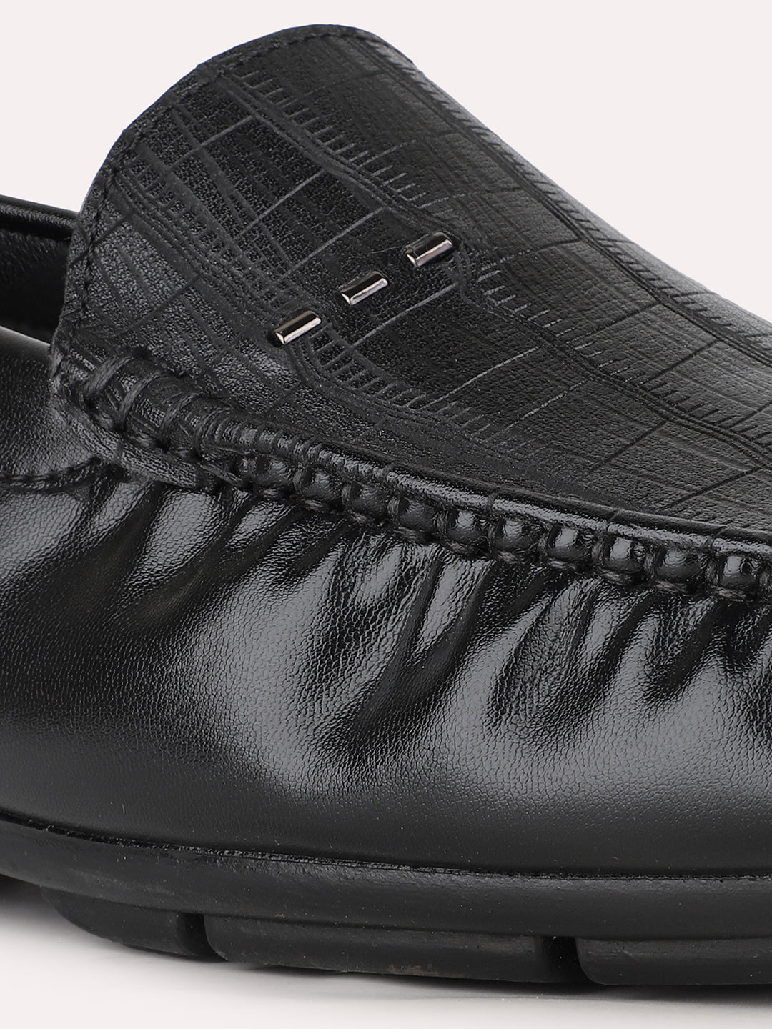 Mens Black Casual Solid Pattern Round Toe Loafers