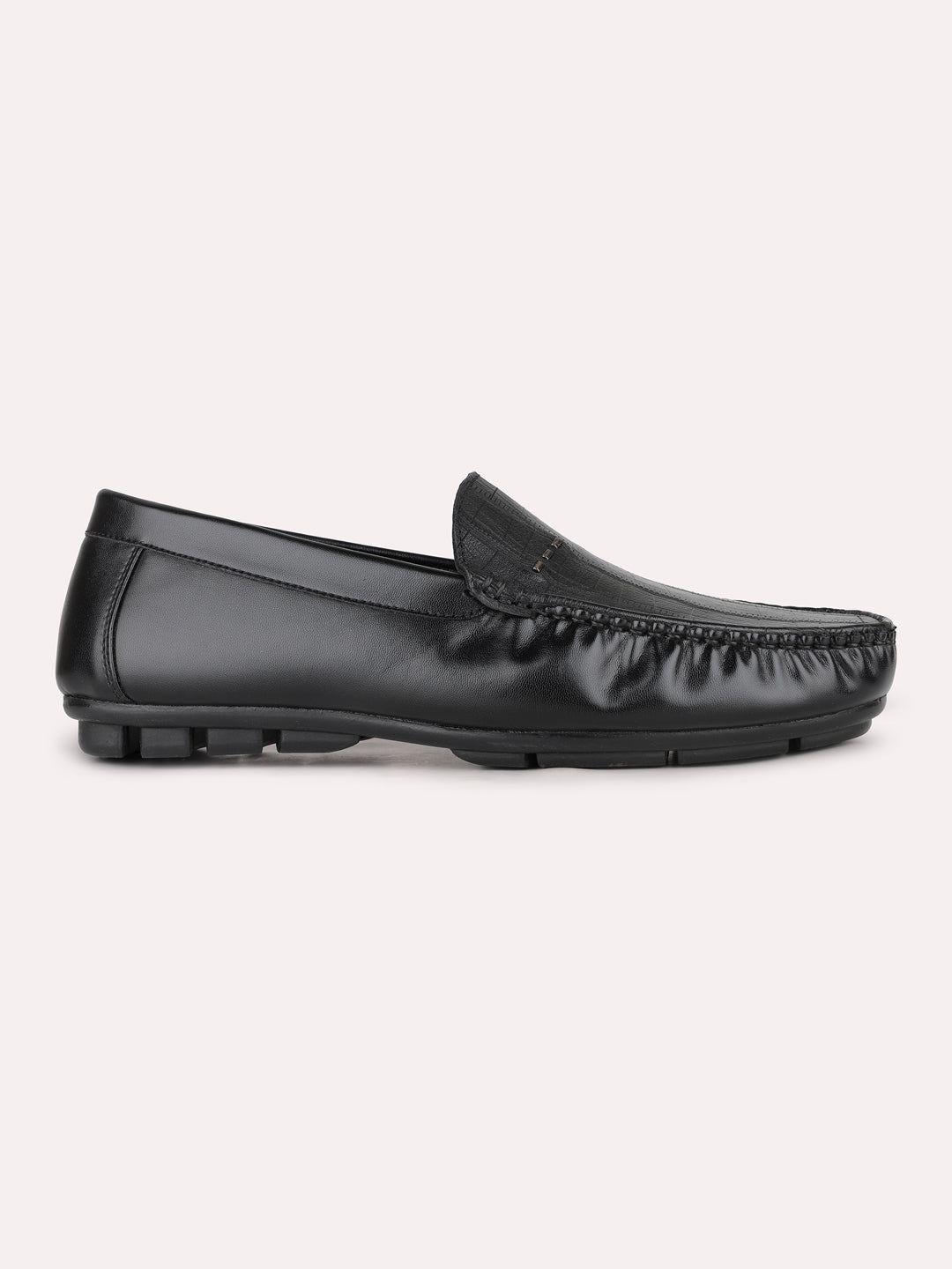Mens Black Casual Solid Pattern Round Toe Loafers