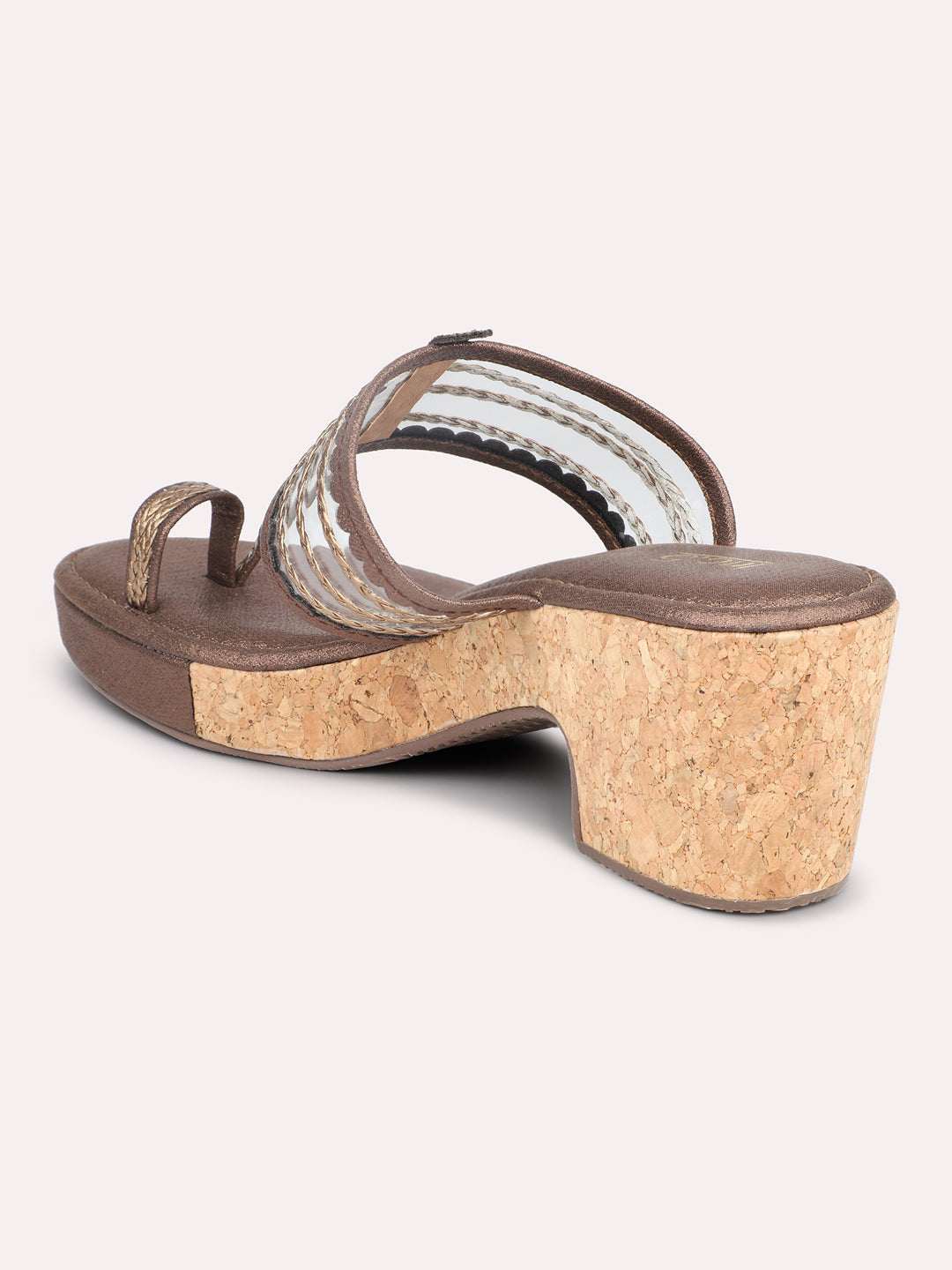 Women Bronze Solid One-Toe Platform Heels